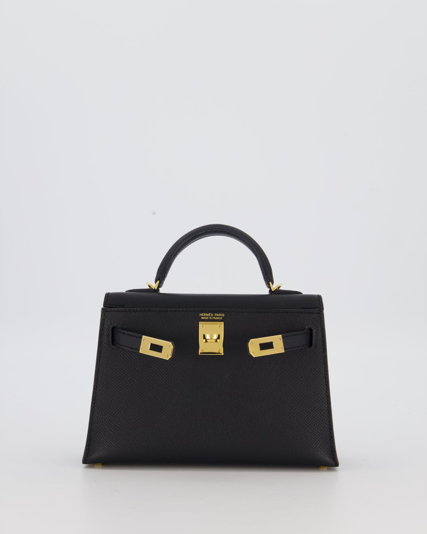 Hermes Mini Kelly II Sellier Bag Black Epsom Leather with Gold Hardware