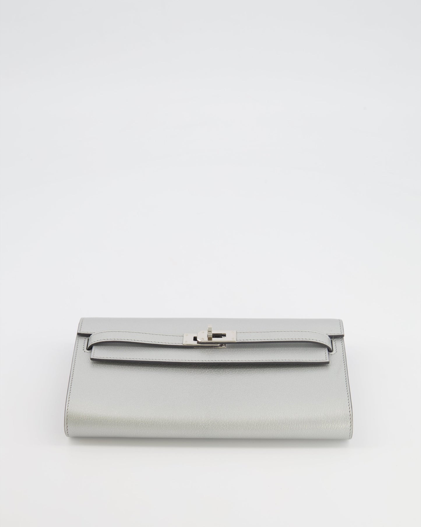 *RARE* Hermes Kelly To Go Bag in Argent Chevre Chamkilight Leather with Palladium Hardware