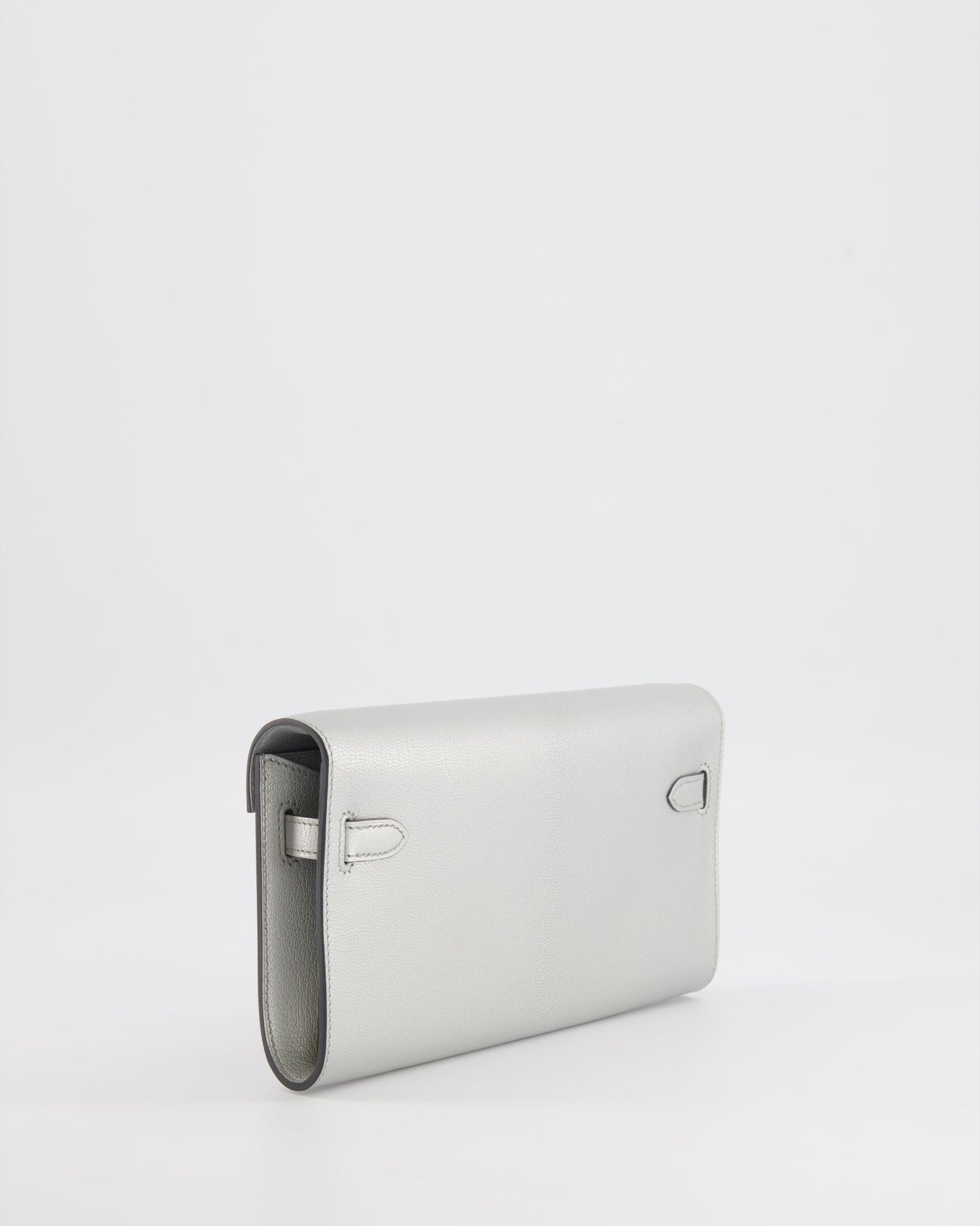 *RARE* Hermes Kelly To Go Bag in Argent Chevre Chamkilight Leather with Palladium Hardware