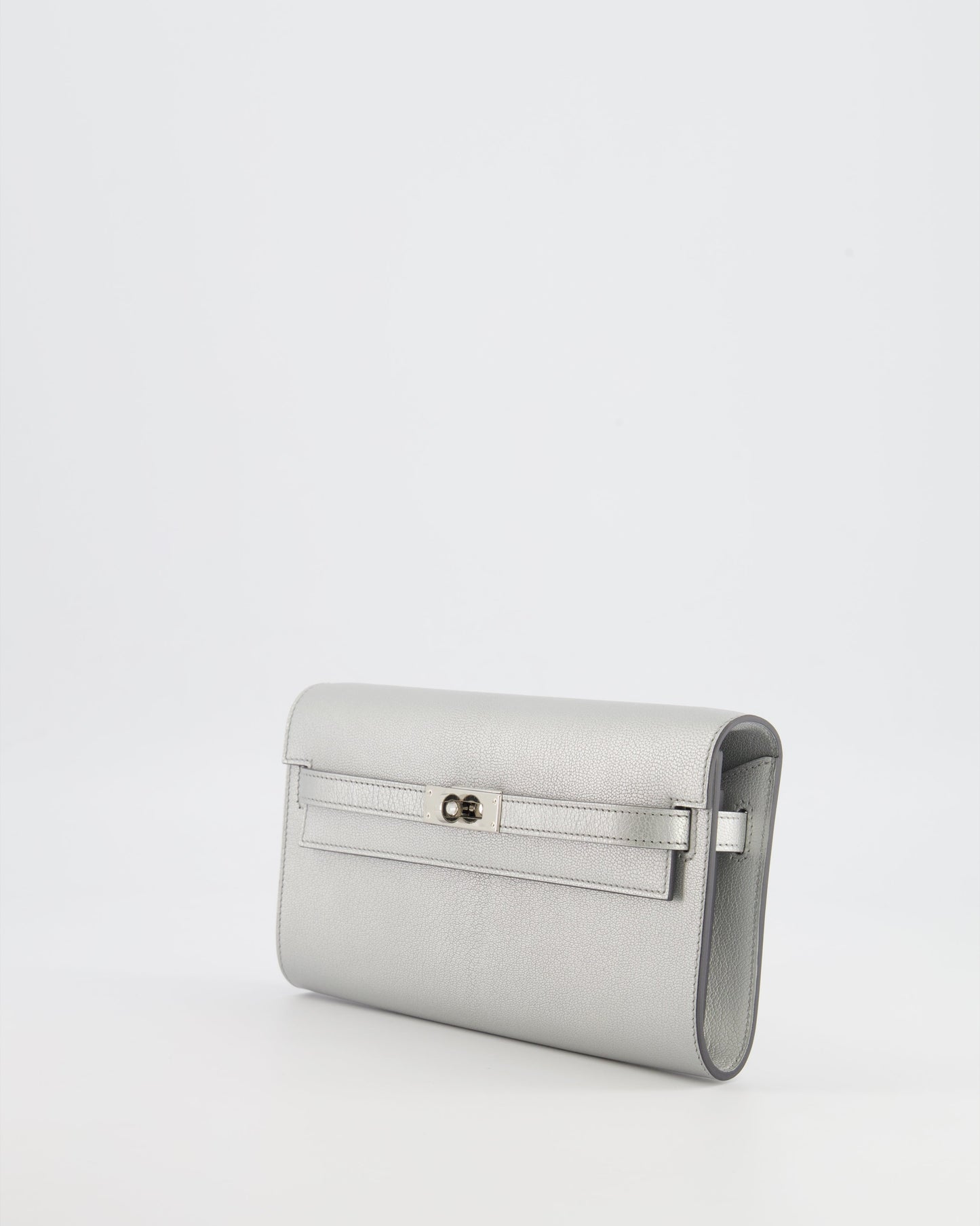 *RARE* Hermes Kelly To Go Bag in Argent Chevre Chamkilight Leather with Palladium Hardware