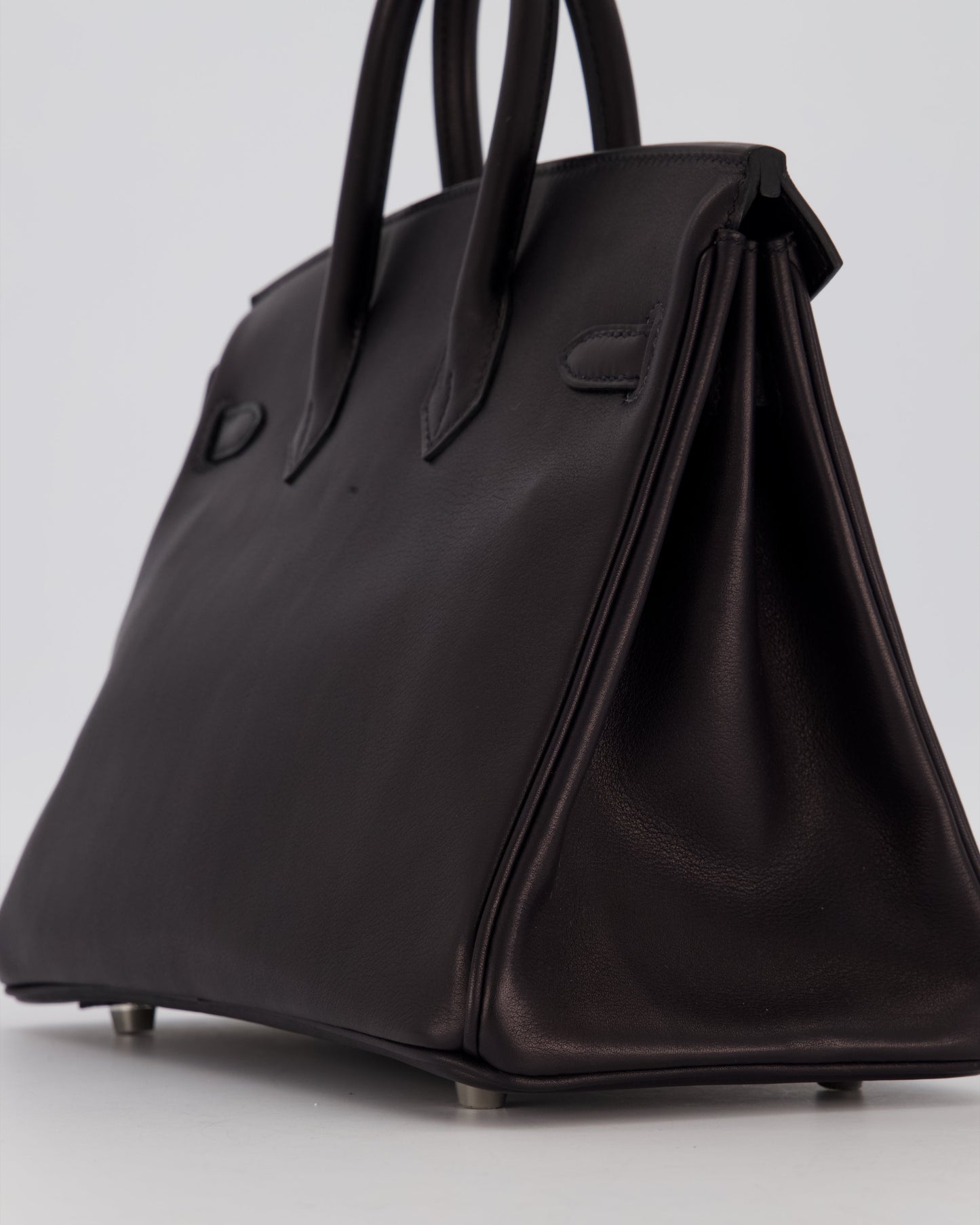 Hermes Birkin 25 Retourne Bag in Noir Volupto Leather with Palladium Hardware