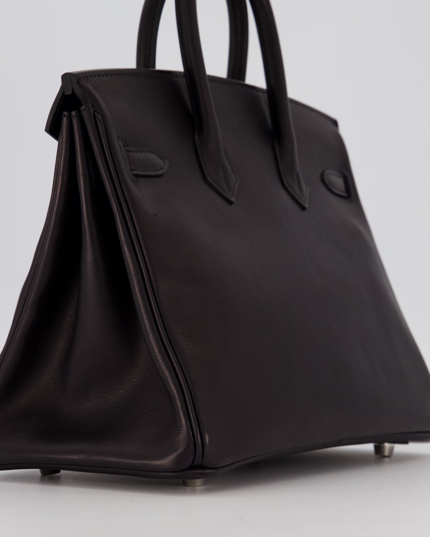 Hermes Birkin 25 Retourne Bag in Noir Volupto Leather with Palladium Hardware