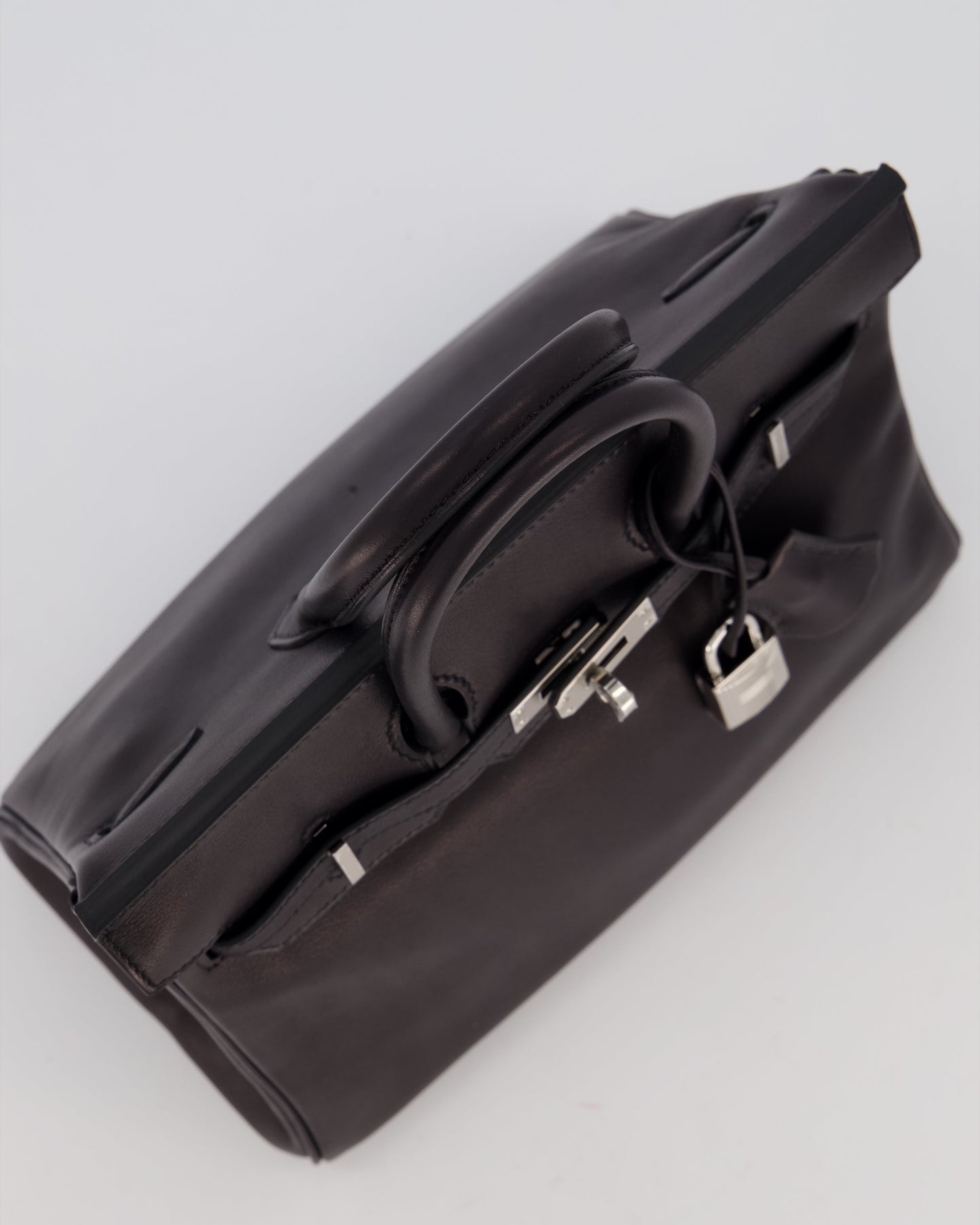 Hermes Birkin 25 Retourne Bag in Noir Volupto Leather with Palladium Hardware