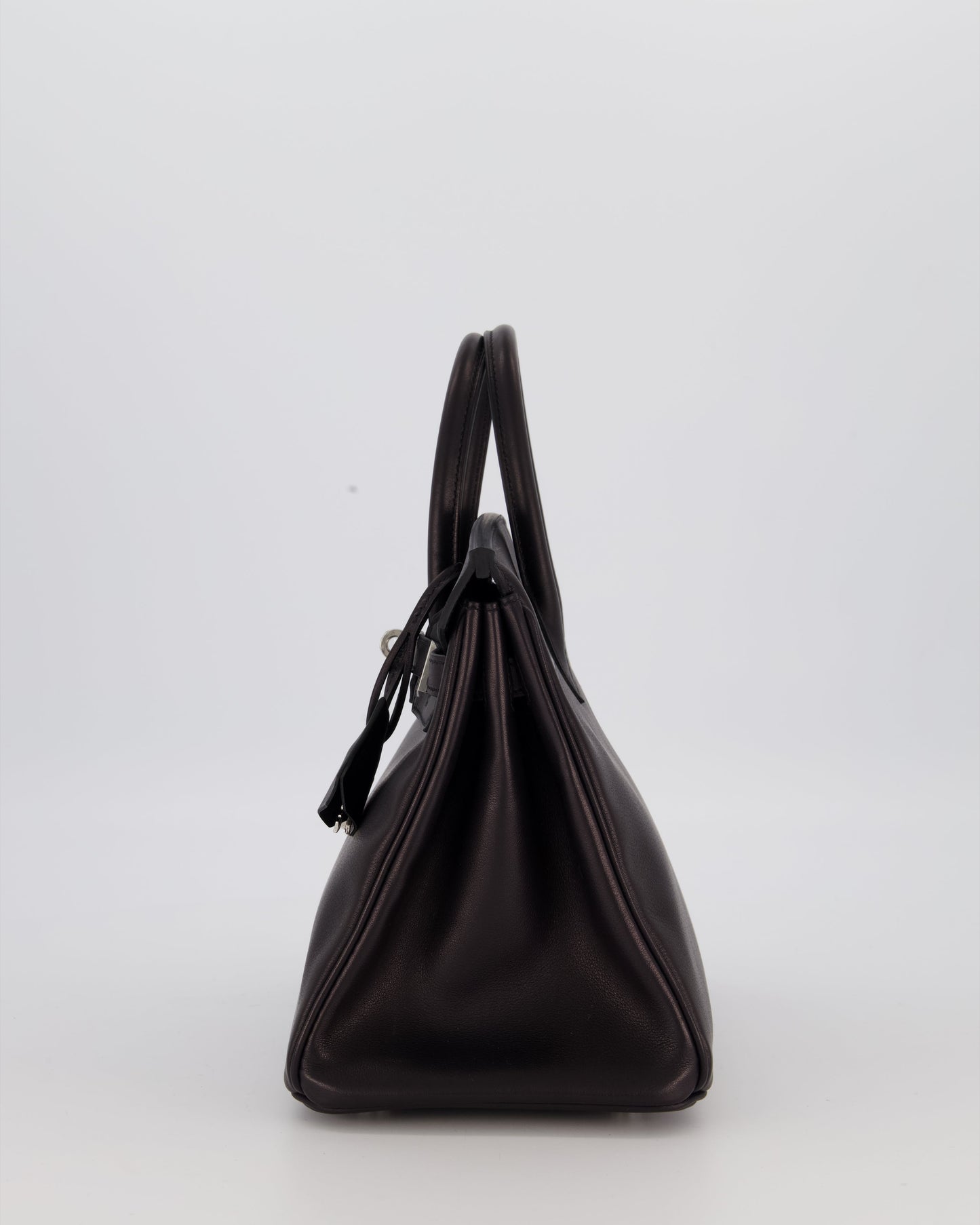 Hermes Birkin 25 Retourne Bag in Noir Volupto Leather with Palladium Hardware