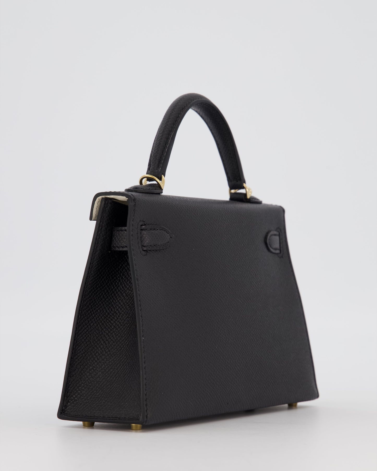 *SUPER RARE* Hermes HSS Mini Kelly II 20 Verso Bag in Noir Epsom Leather with Permabrass Hardware and Nata Interior