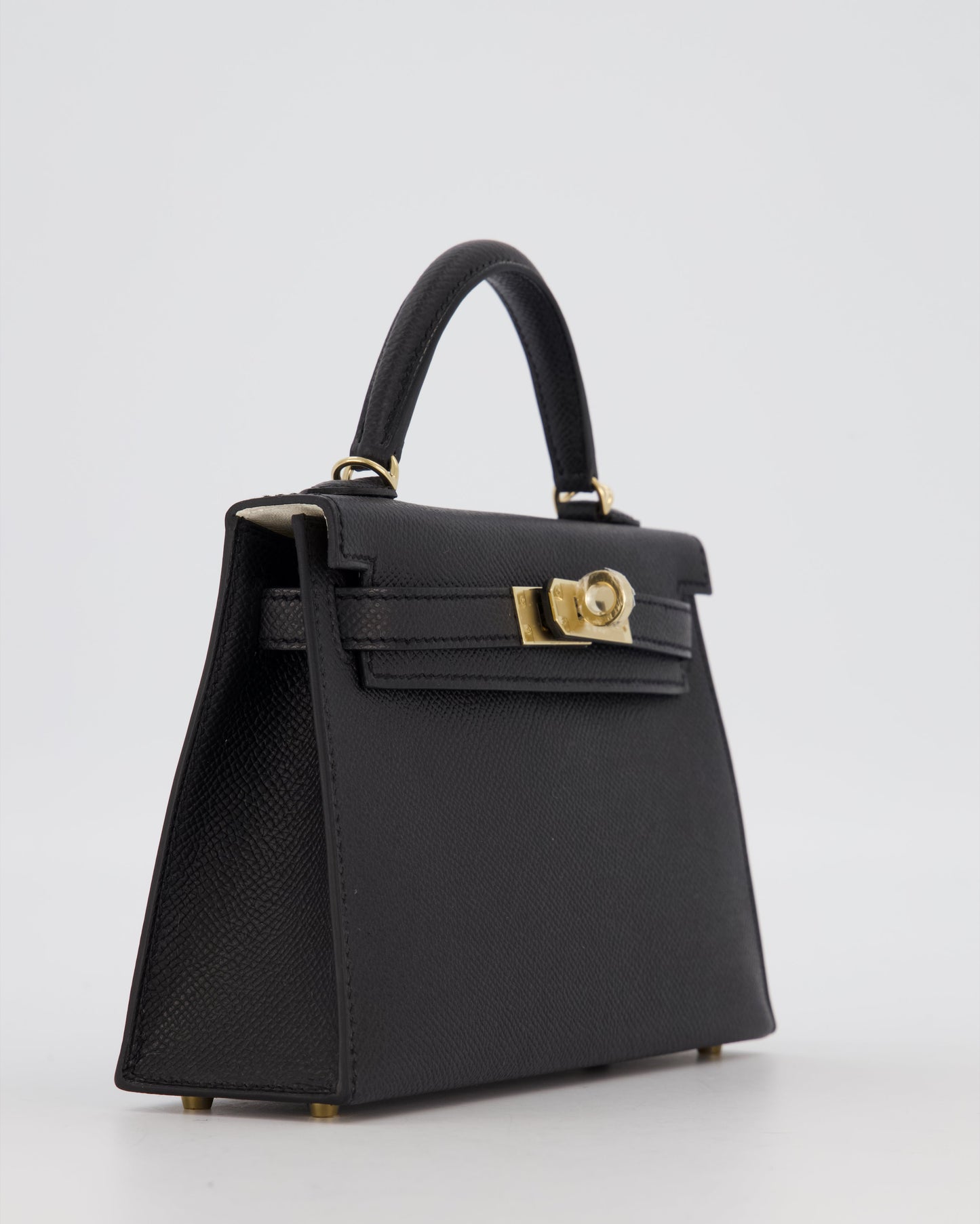 *SUPER RARE* Hermes HSS Mini Kelly II 20 Verso Bag in Noir Epsom Leather with Permabrass Hardware and Nata Interior