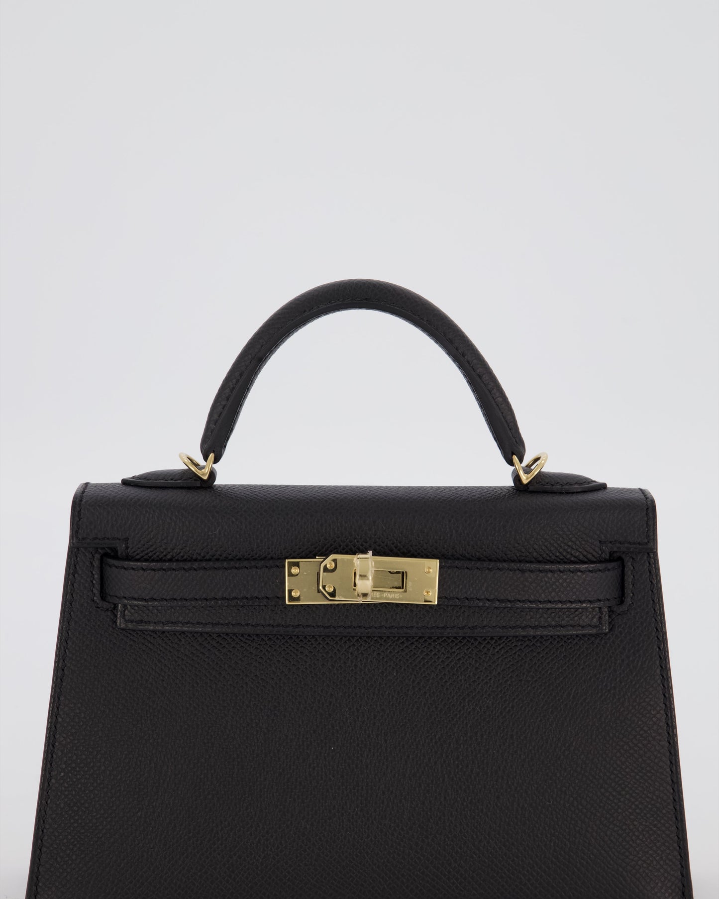 *SUPER RARE* Hermes HSS Mini Kelly II 20 Verso Bag in Noir Epsom Leather with Permabrass Hardware and Nata Interior