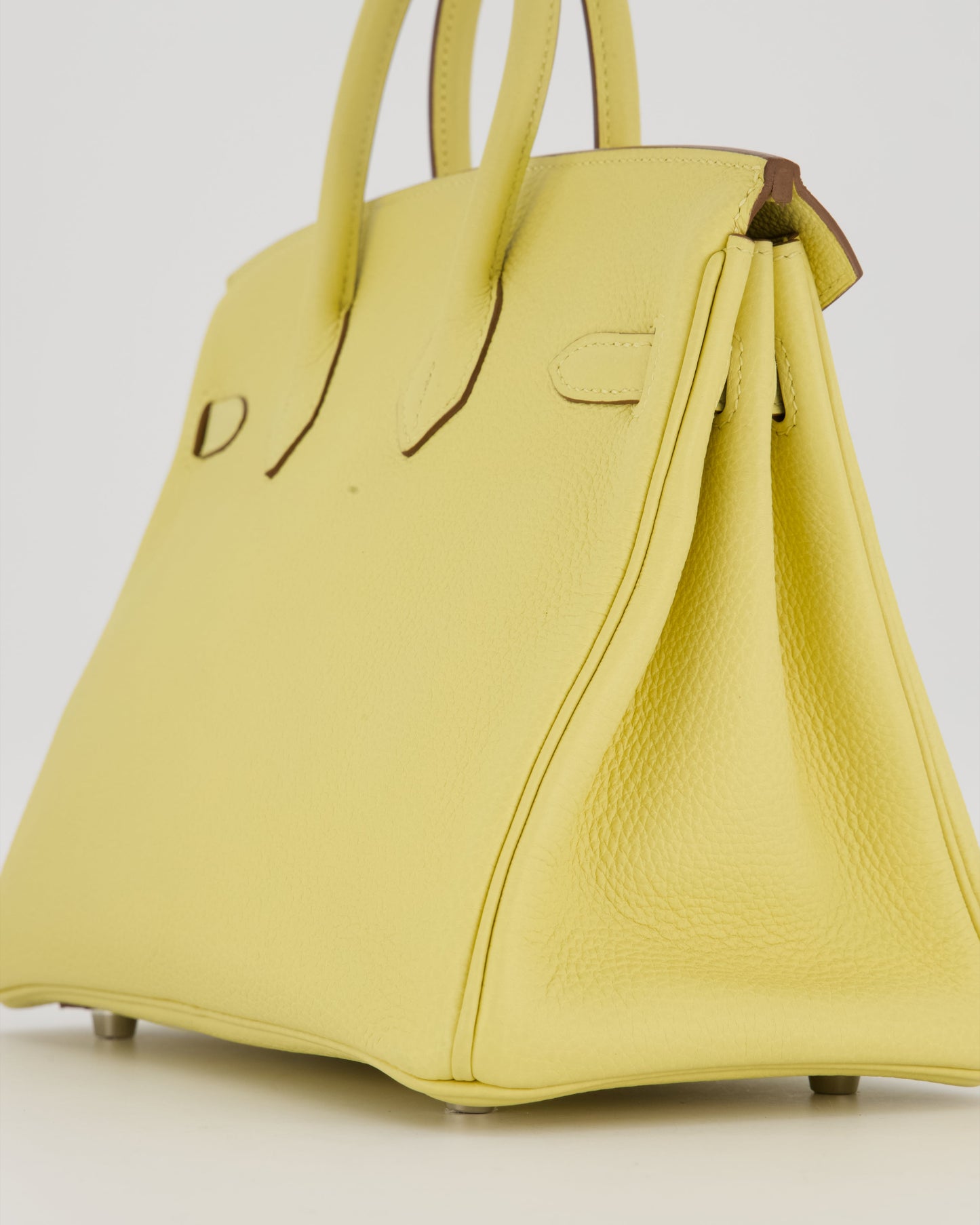 Hermes Birkin 25 Retourne Bag in Jaune Poussin Togo Leather with Palladium Hardware