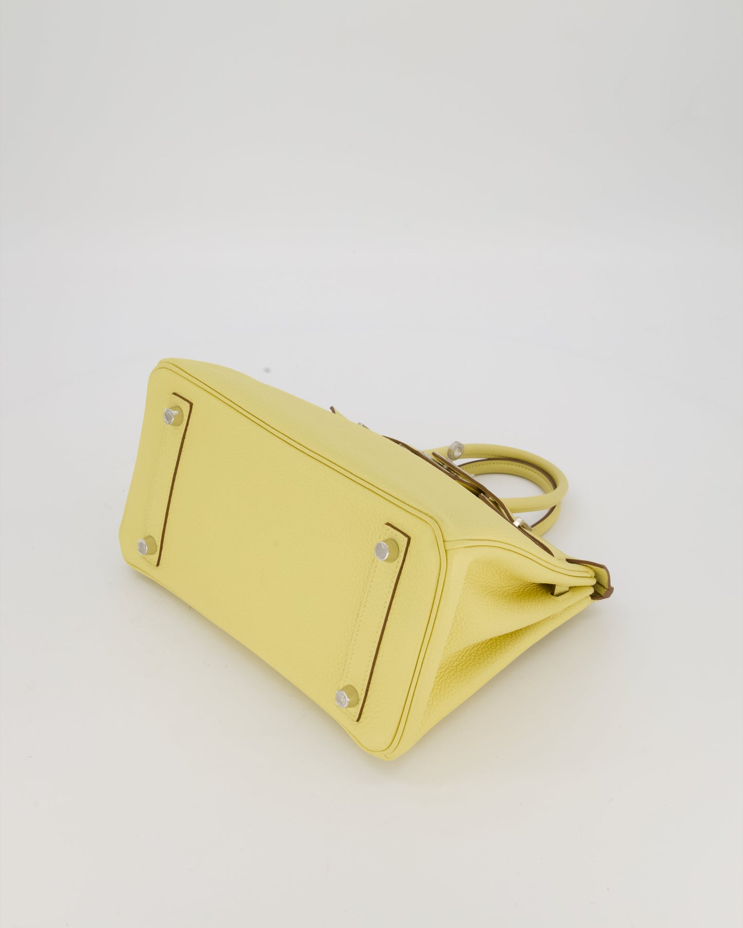 Hermes Birkin 25 Retourne Bag in Jaune Poussin Togo Leather with Palladium Hardware