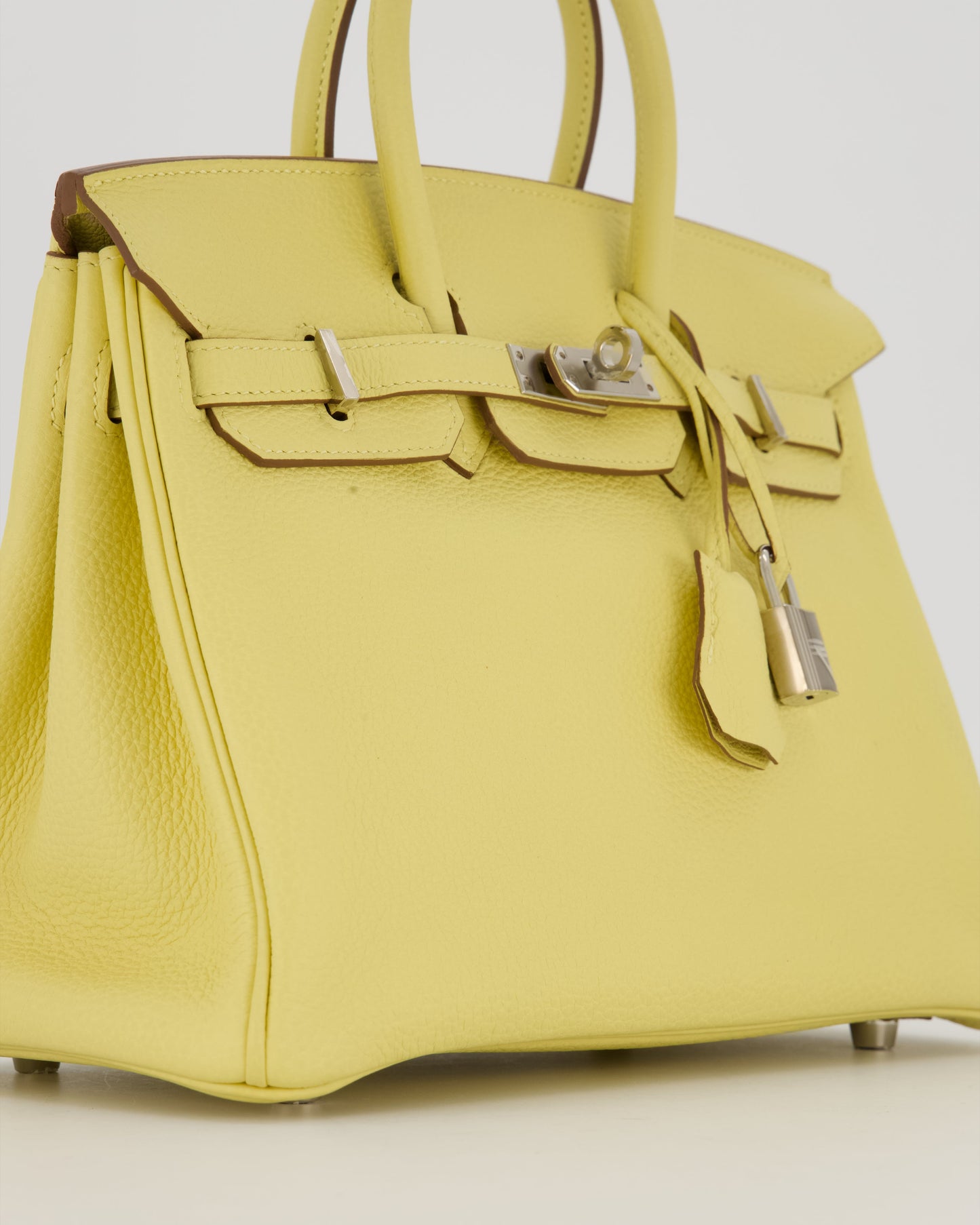 Hermes Birkin 25 Retourne Bag in Jaune Poussin Togo Leather with Palladium Hardware