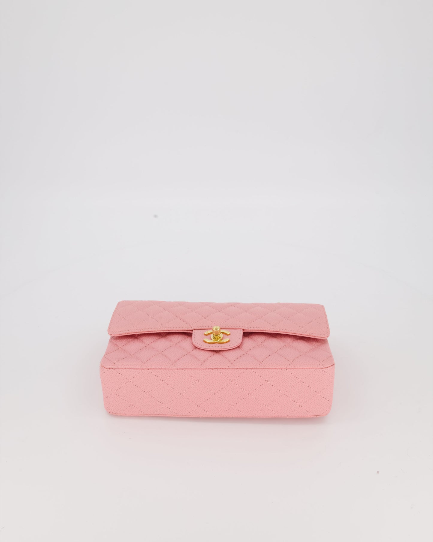 *HOT* Chanel Bubblegum Pink Vintage Classic Medium Double Flap Bag in Caviar Leather with 24K Gold Hardware