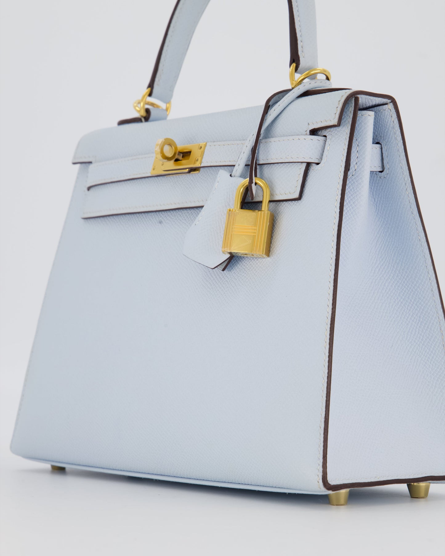 Hermes Kelly 25 Sellier Bag in Bleu Brume Epsom Leather with Gold Hardware