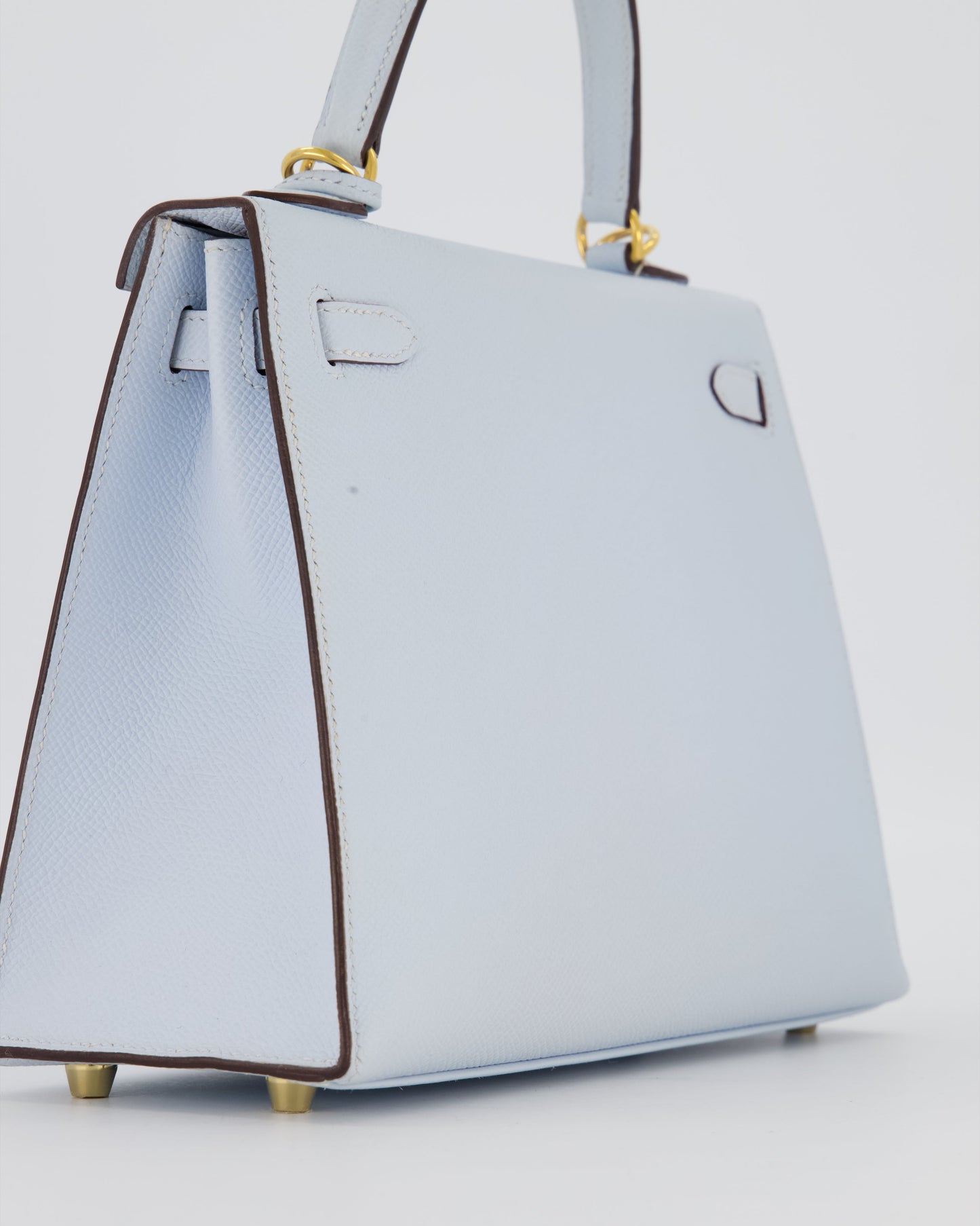 Hermes Kelly 25 Sellier Bag in Bleu Brume Epsom Leather with Gold Hardware