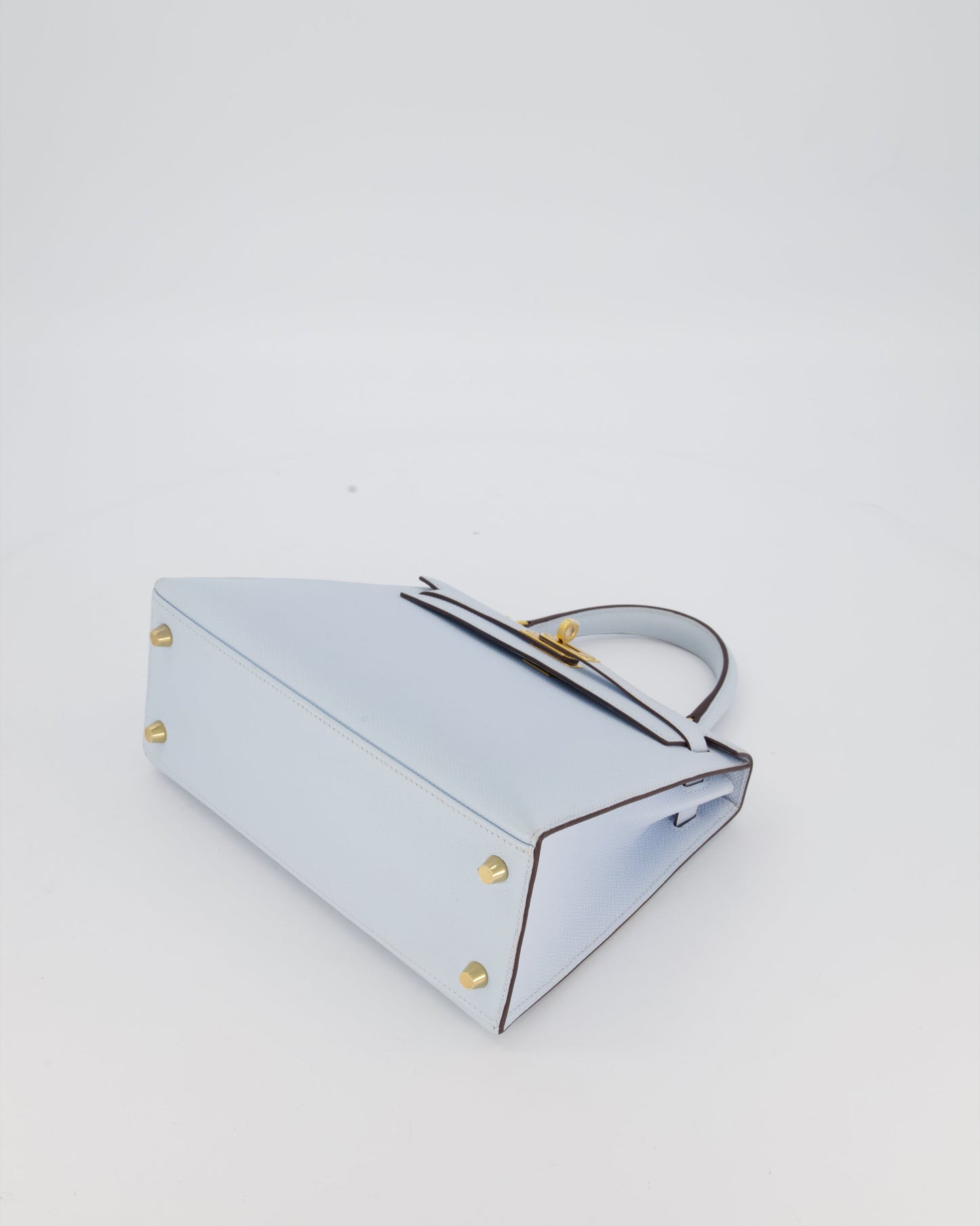 Hermes Kelly 25 Sellier Bag in Bleu Brume Epsom Leather with Gold Hardware