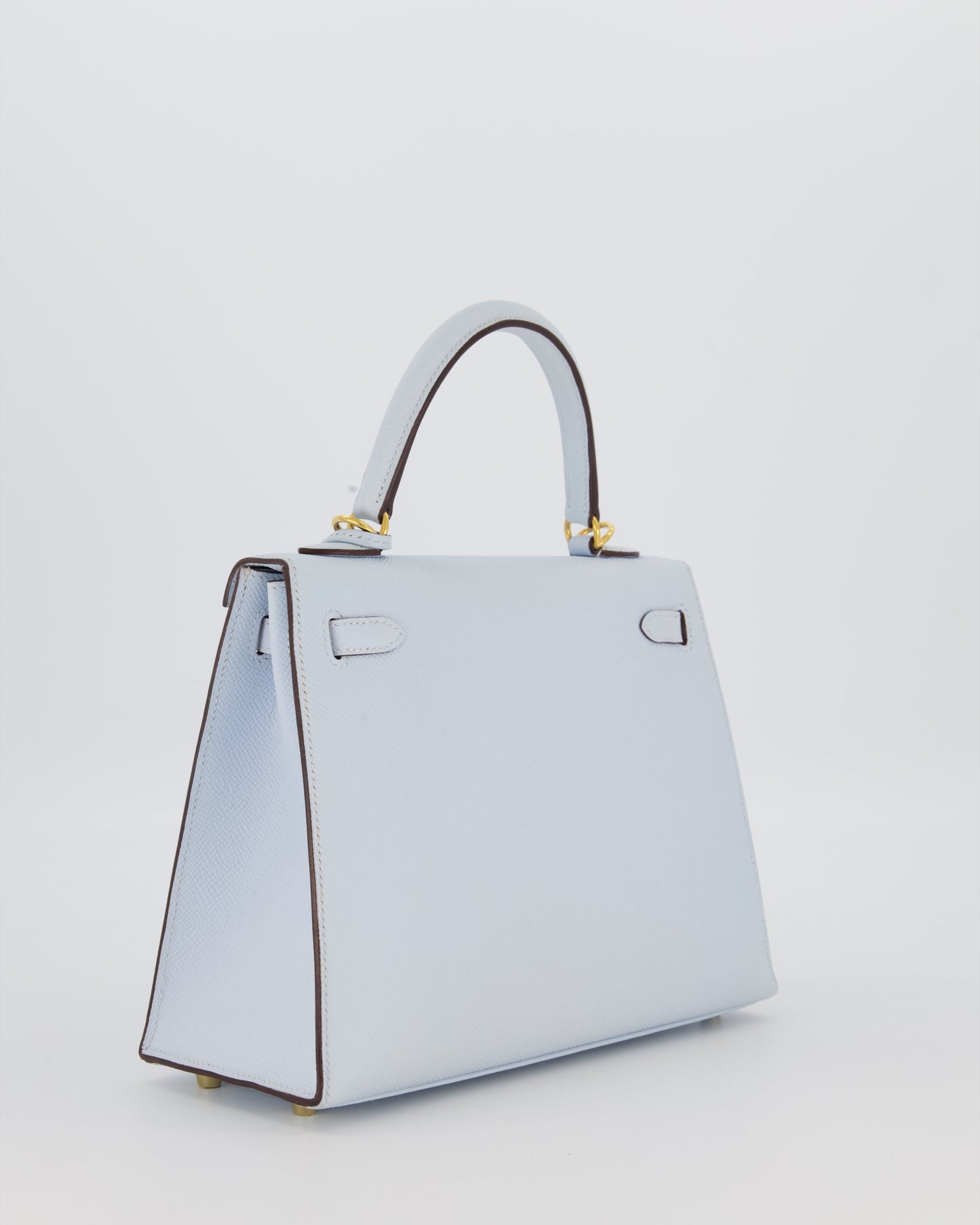 Hermes Kelly 25 Sellier Bag in Bleu Brume Epsom Leather with Gold Hardware