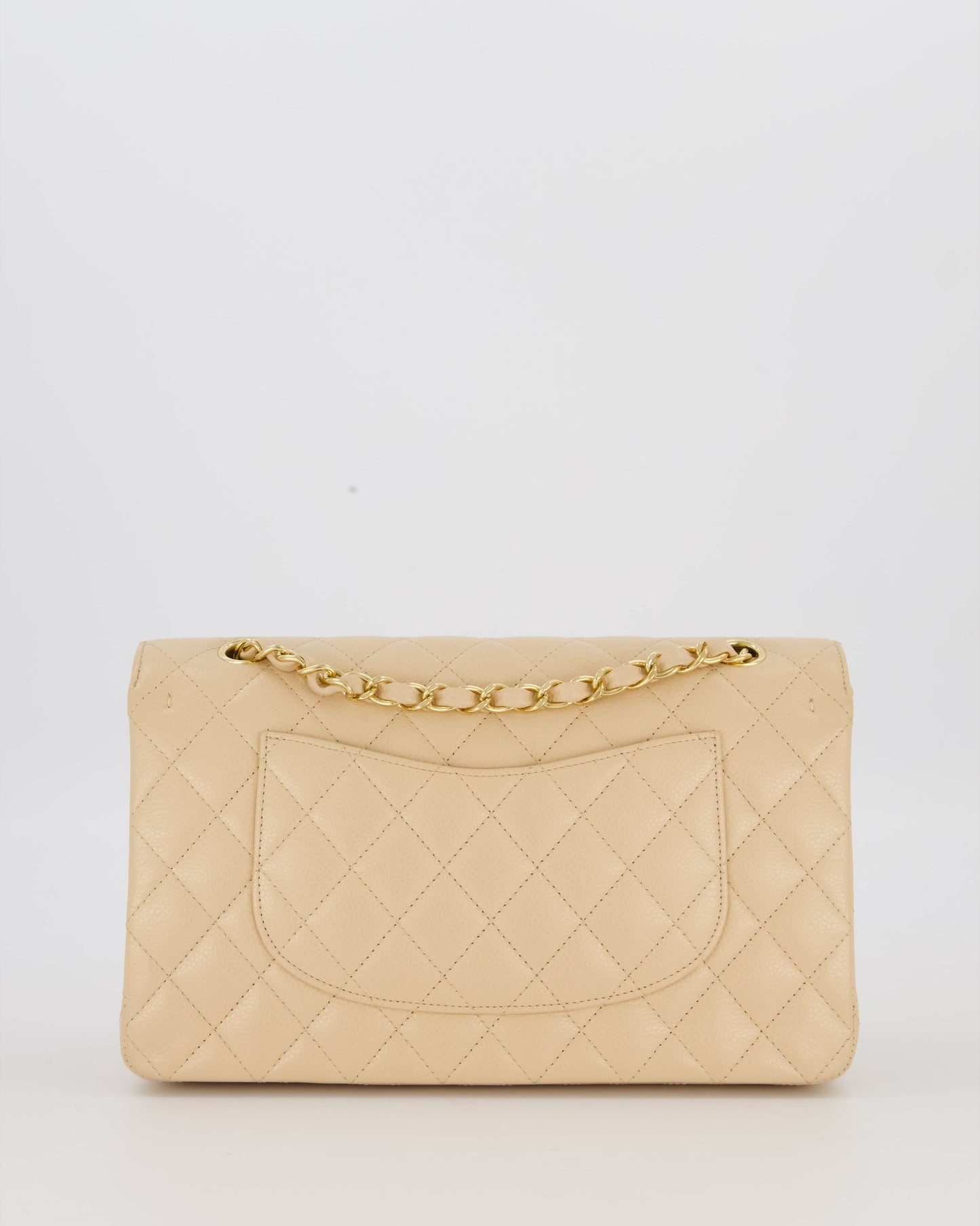 Chanel Medium Classic Double Flap Bag in Beige Clair Caviar Leather with Gold Hardware
