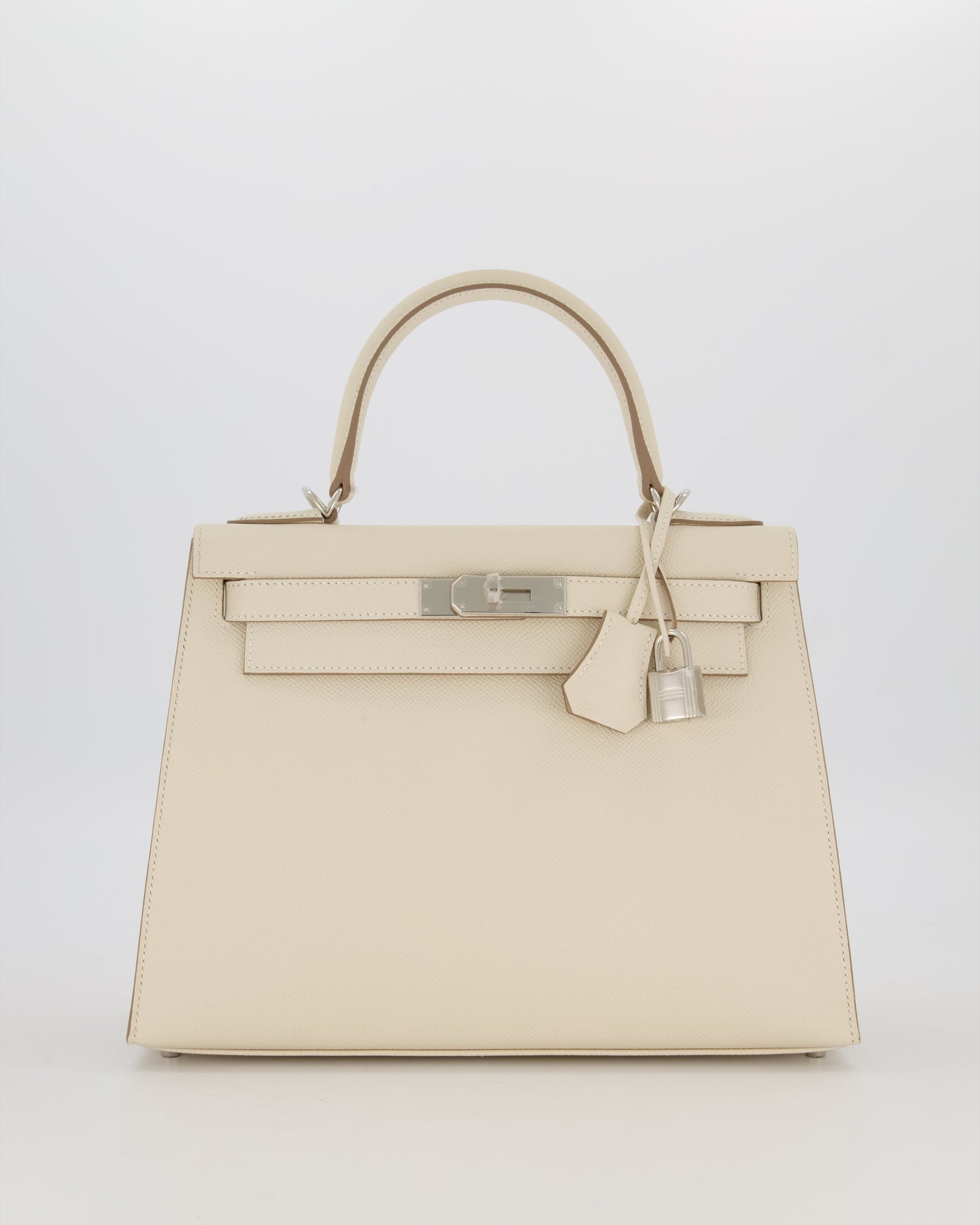 *HOT* Hermes Kelly 28 Sellier Bag in Craie Epsom Leather with Palladium Hardware