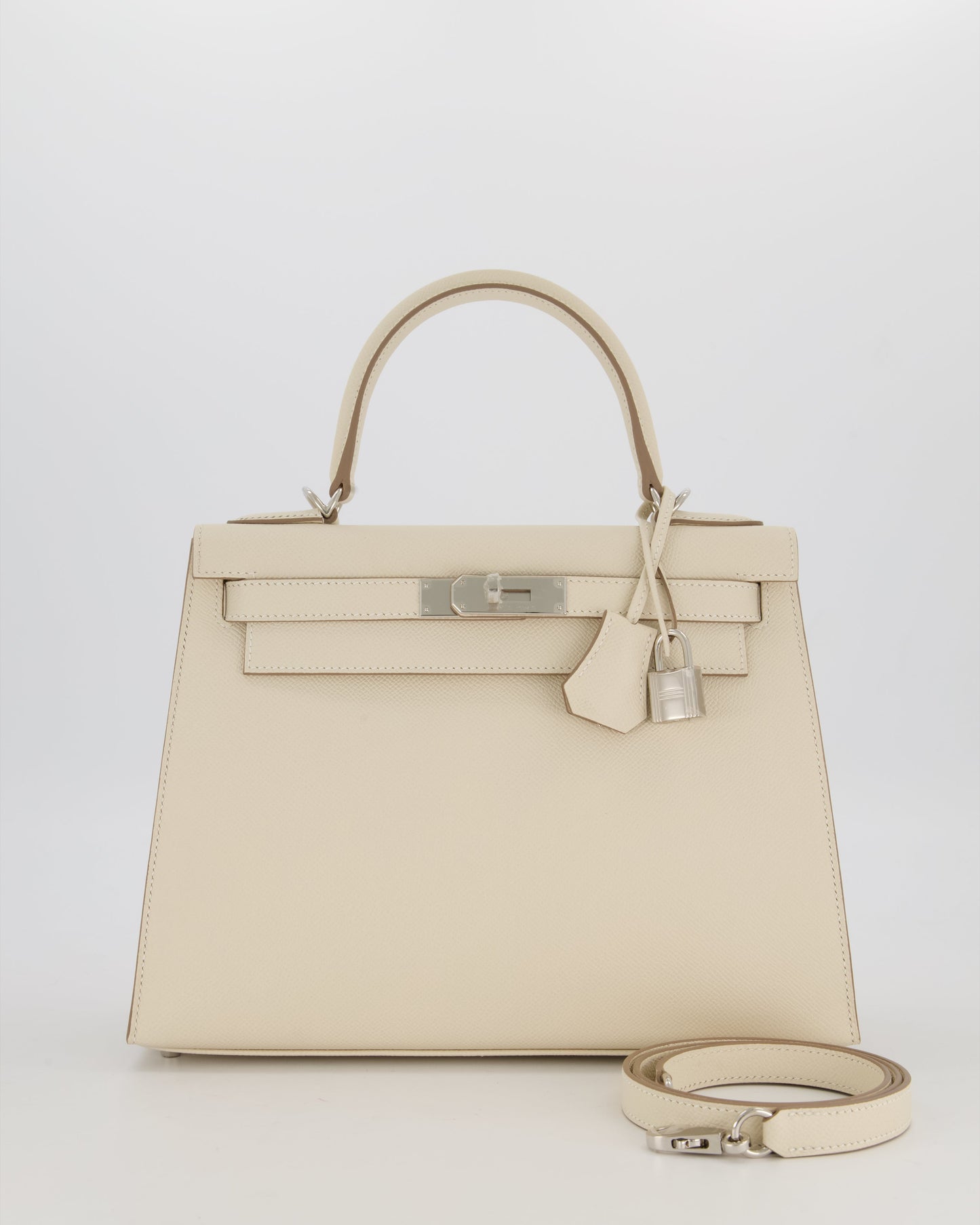 *HOT* Hermes Kelly 28 Sellier Bag in Craie Epsom Leather with Palladium Hardware