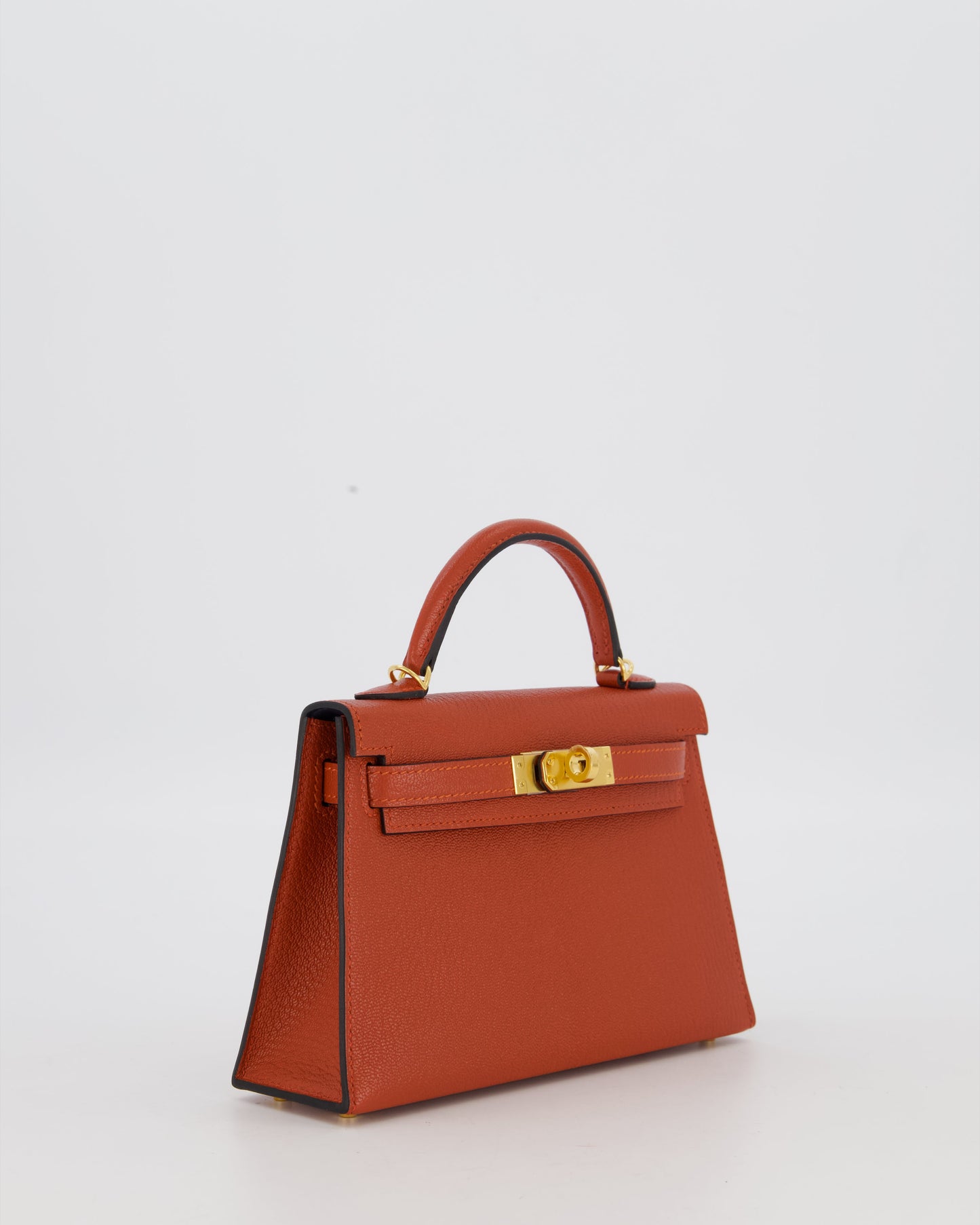 *SUPER RARE* Hermes HSS Mini Kelly II 20 Bag in Brique & Bleu Indigo Interior Chèvre Mysore Leather with Gold Hardware