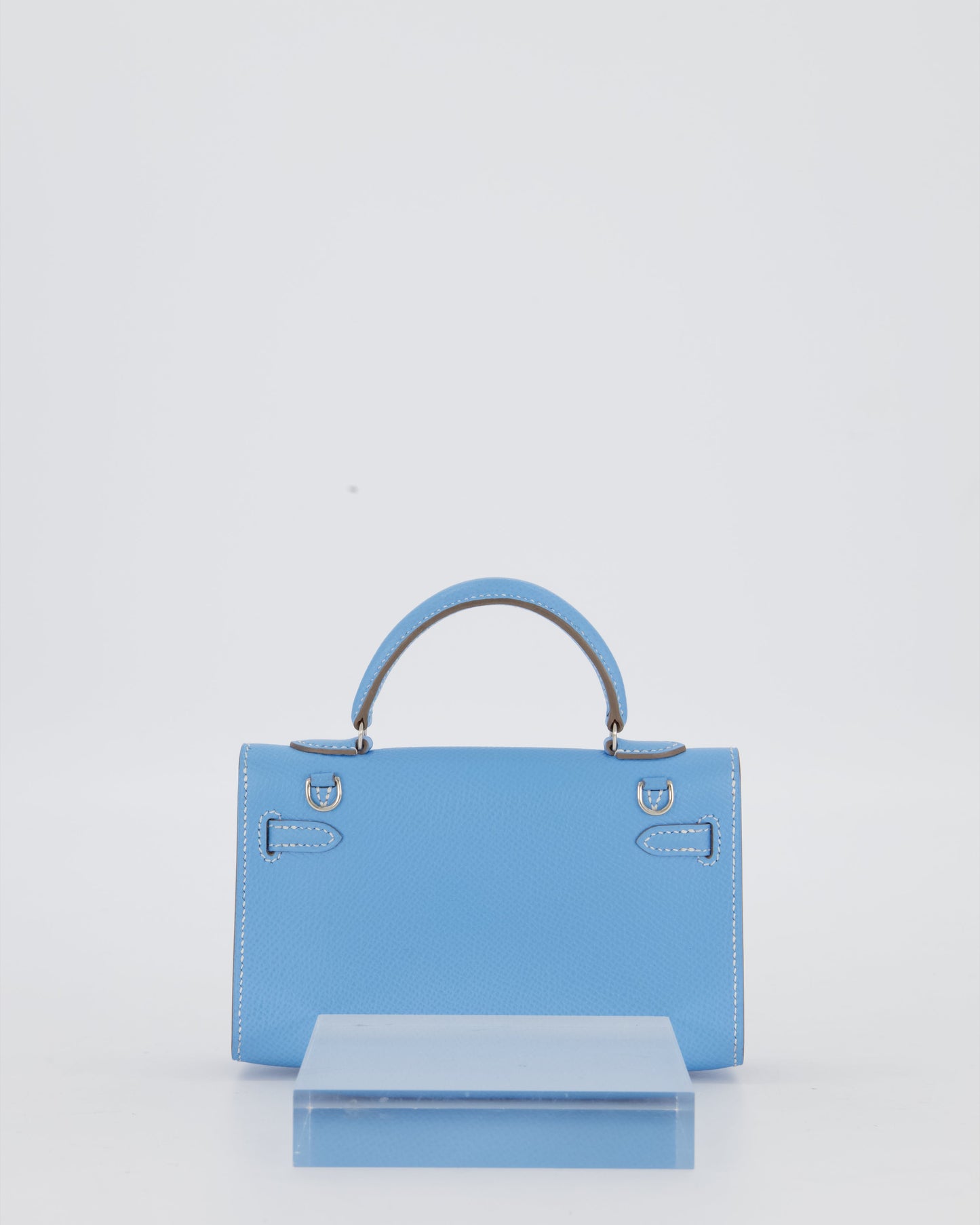 Hermes Micro Mini Kelly 15 Bag in Blue Celeste Epsom Leather with Palladium Hardware