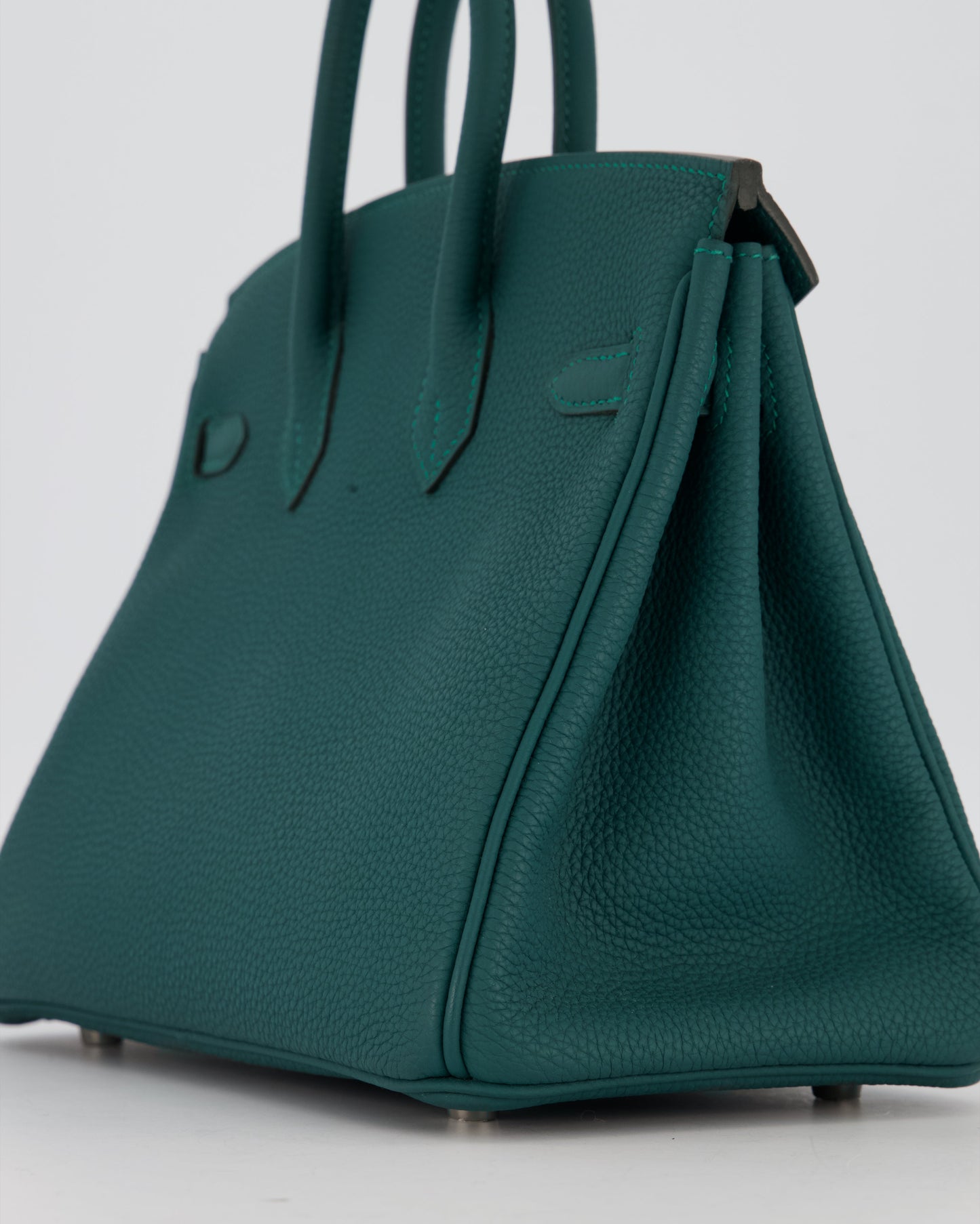 Hermes Birkin 25 Retourne Bag in Malachite Togo Leather with Palladium Hardware