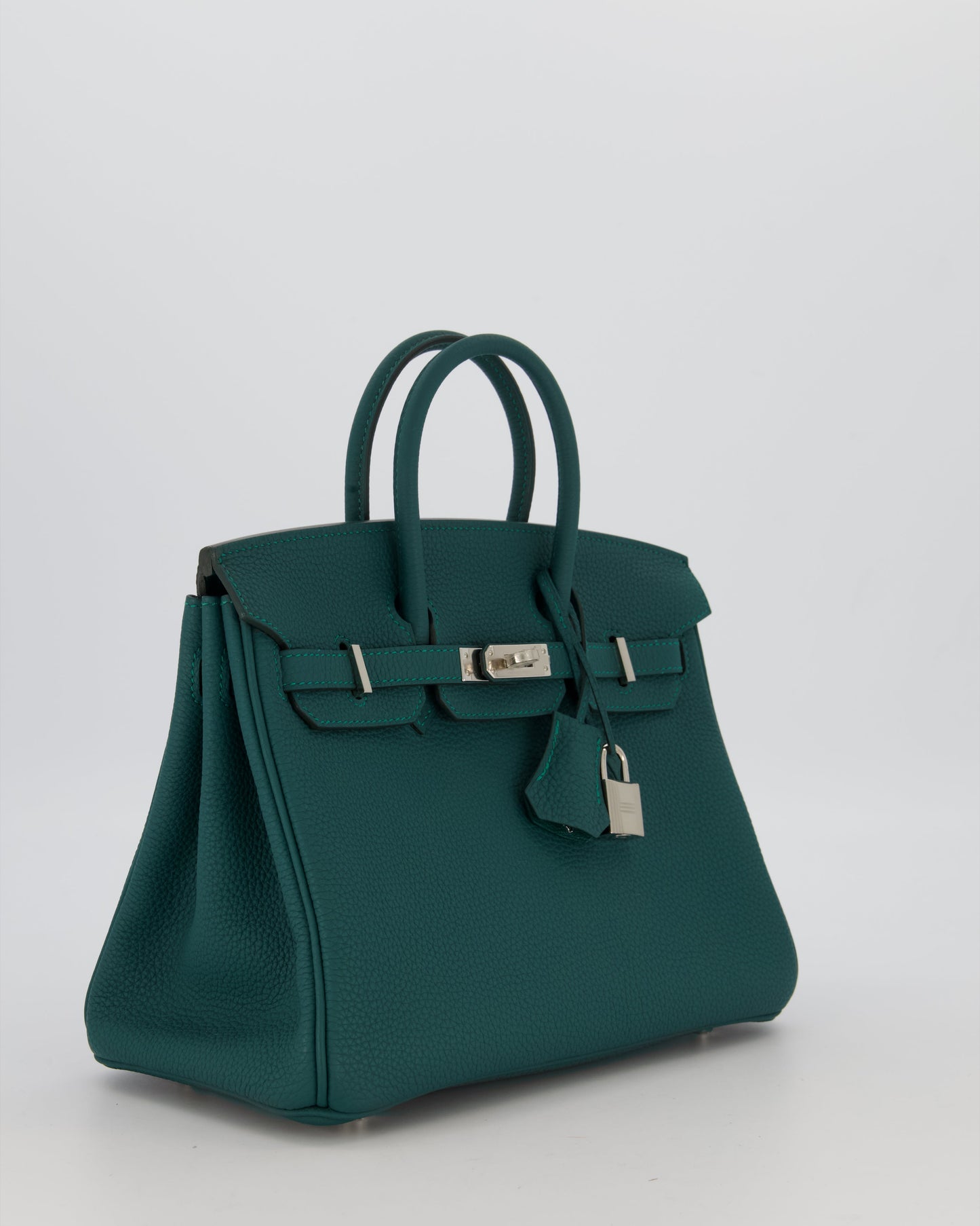 Hermes Birkin 25 Retourne Bag in Malachite Togo Leather with Palladium Hardware
