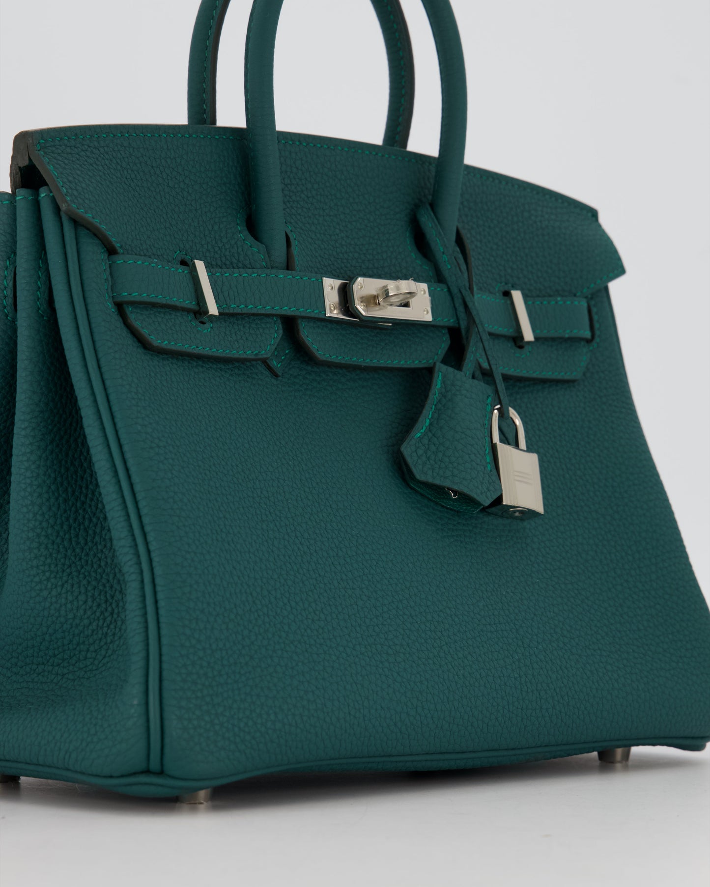 Hermes Birkin 25 Retourne Bag in Malachite Togo Leather with Palladium Hardware