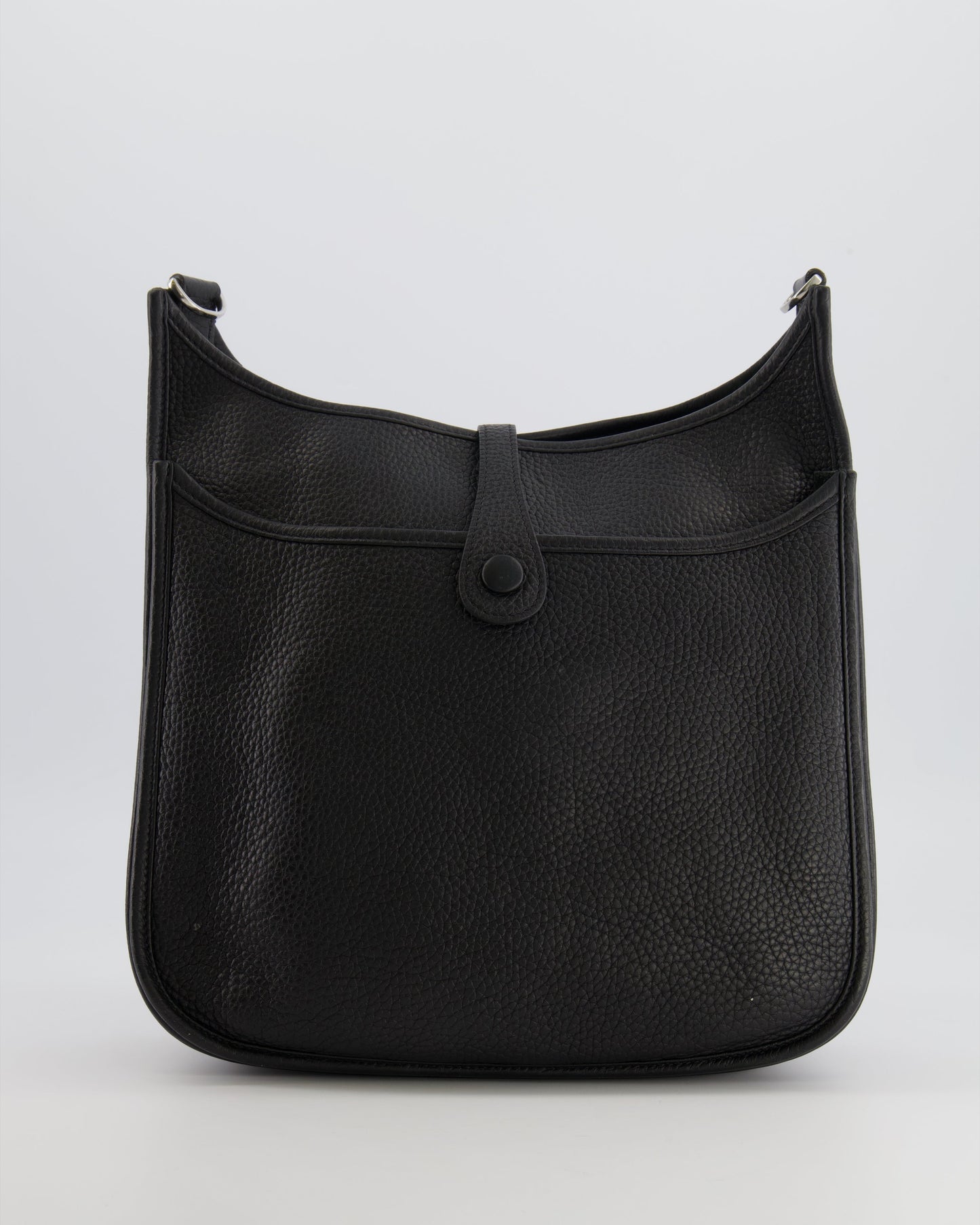 Hermes Evelyne 29 Bag in Noir Clemence Leather with Palladium Hardware