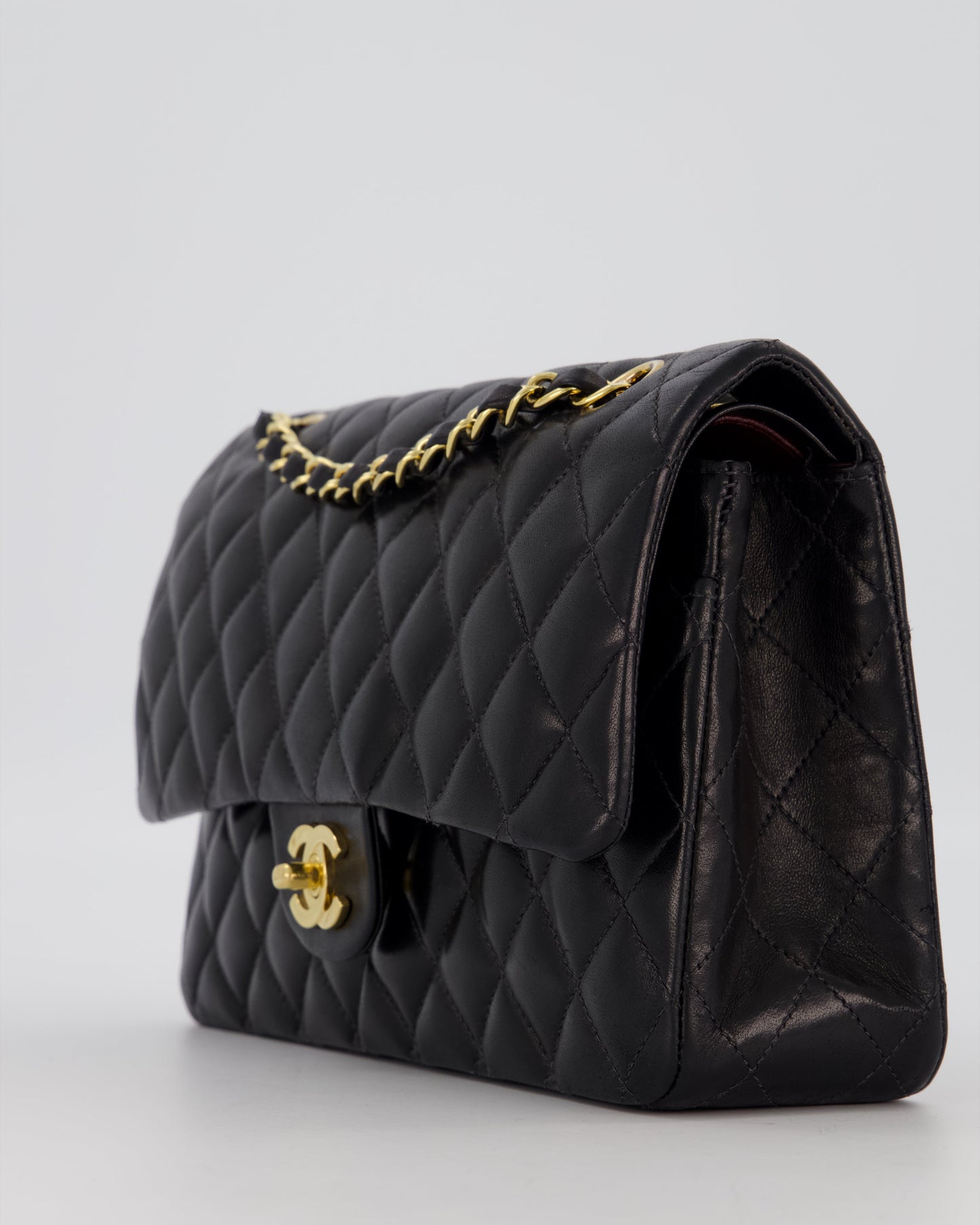 Chanel Black Vintage Medium Classic Double Flap Bag in Lambskin Leather with 24K Gold Hardware