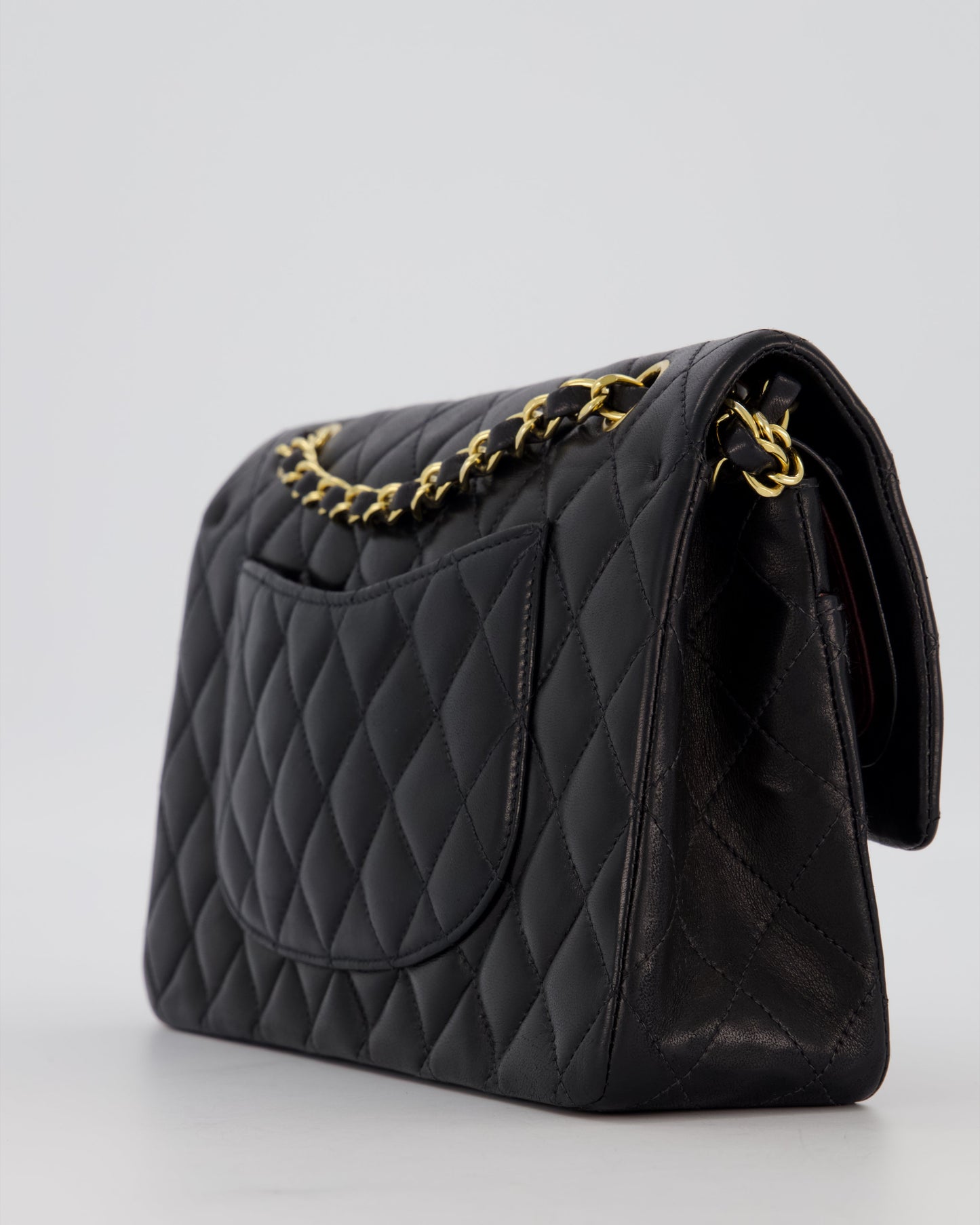 Chanel Black Vintage Medium Classic Double Flap Bag in Lambskin Leather with 24K Gold Hardware
