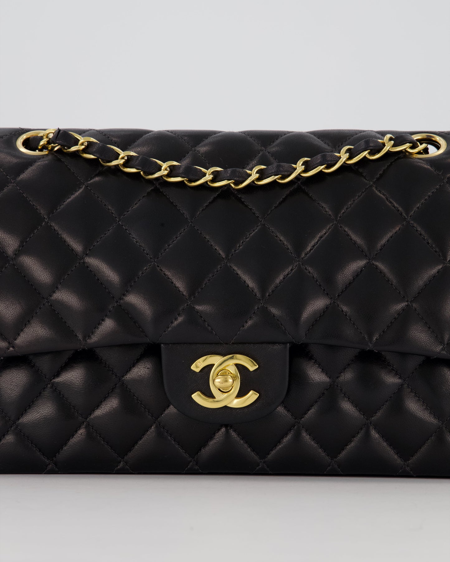 Chanel Black Vintage Medium Classic Double Flap Bag in Lambskin Leather with 24K Gold Hardware