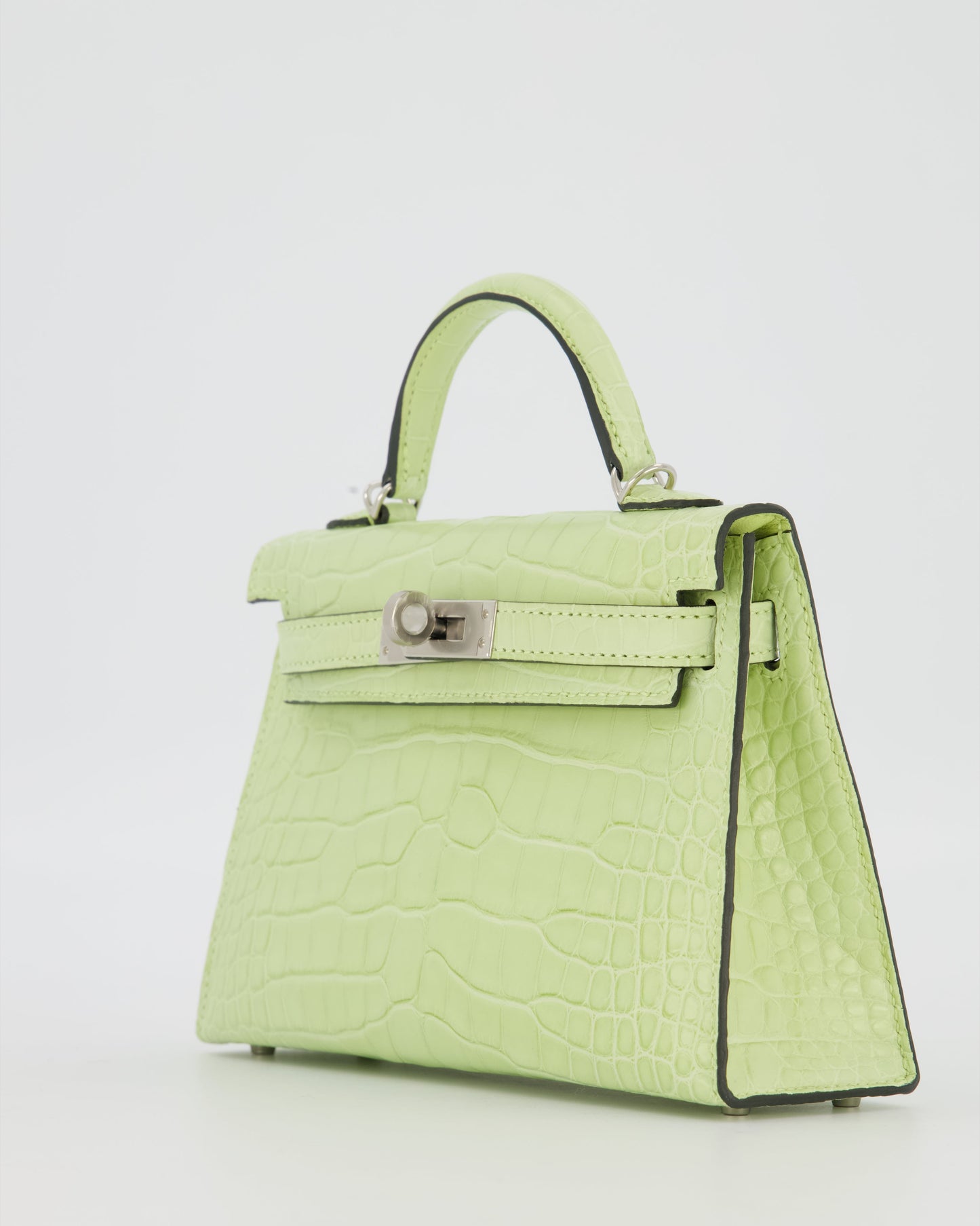 *SUPER RARE & HOT* Hermes Mini Kelly II 20 Bag in Jaune Bourgeon Alligator Mississippiensis Leather with Palladium Hardware