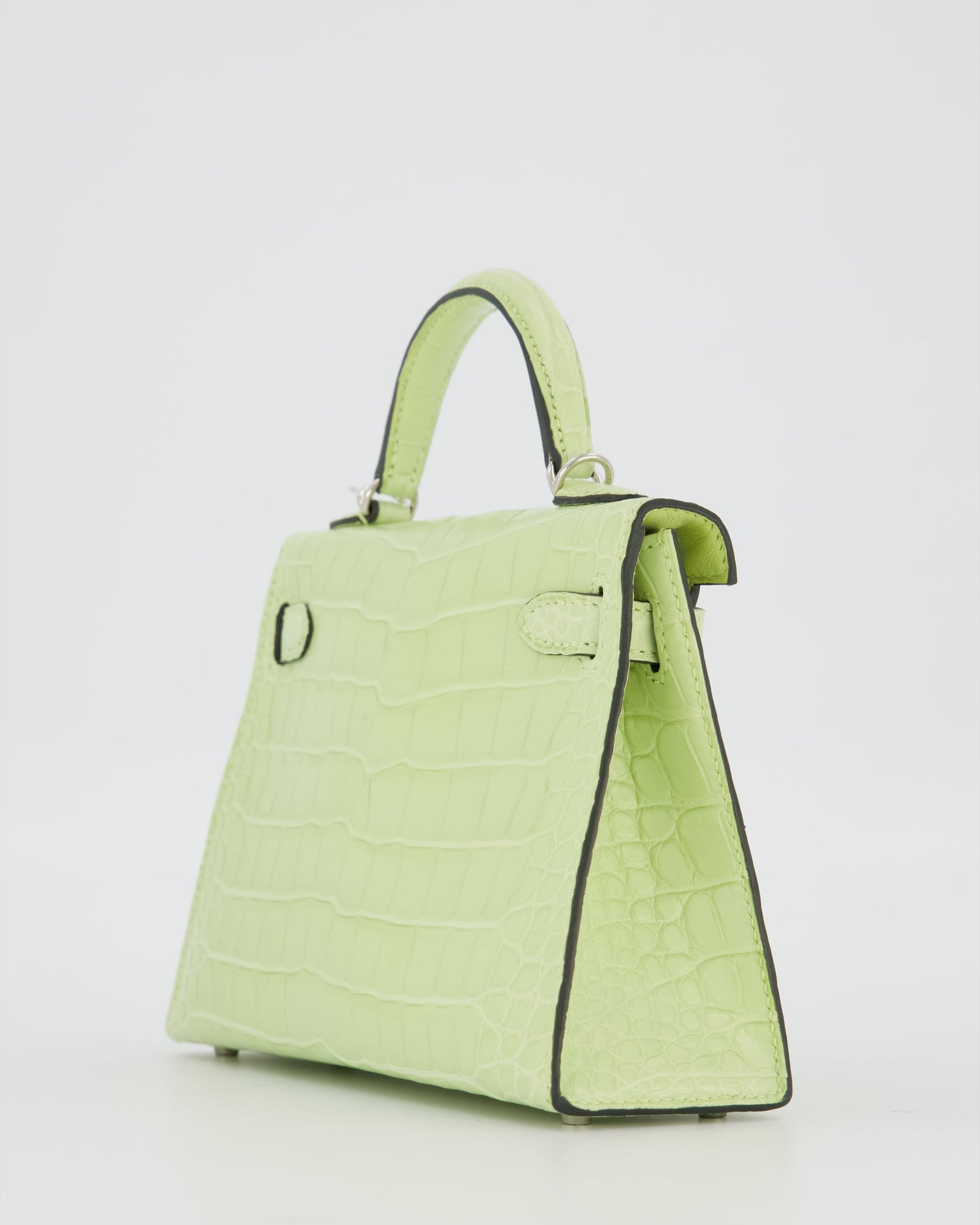 *SUPER RARE & HOT* Hermes Mini Kelly II 20 Bag in Jaune Bourgeon Alligator Mississippiensis Leather with Palladium Hardware