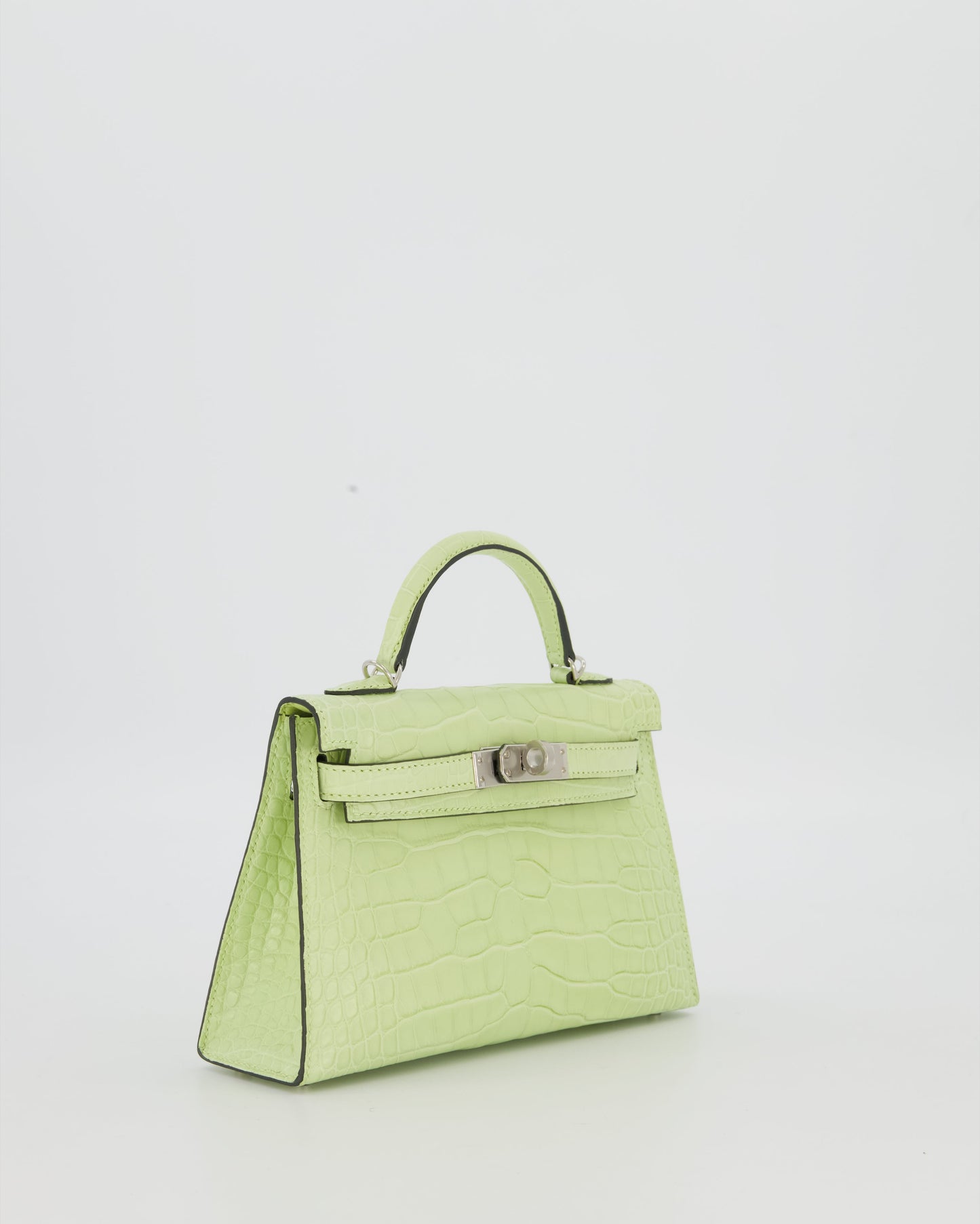 *SUPER RARE & HOT* Hermes Mini Kelly II 20 Bag in Jaune Bourgeon Alligator Mississippiensis Leather with Palladium Hardware