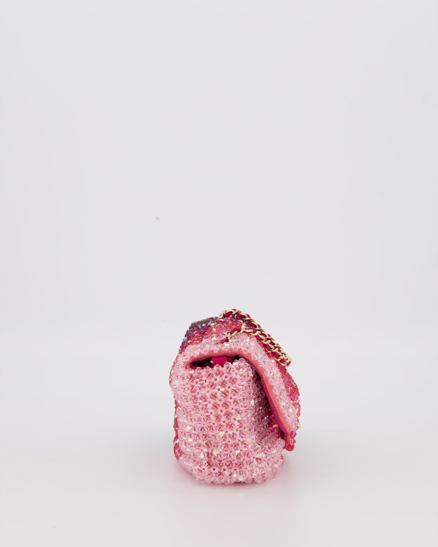Chanel S/S 2020 Pink Ombre Mini Flap Bag with Crystal Embellishments & Champagne Gold Hardware