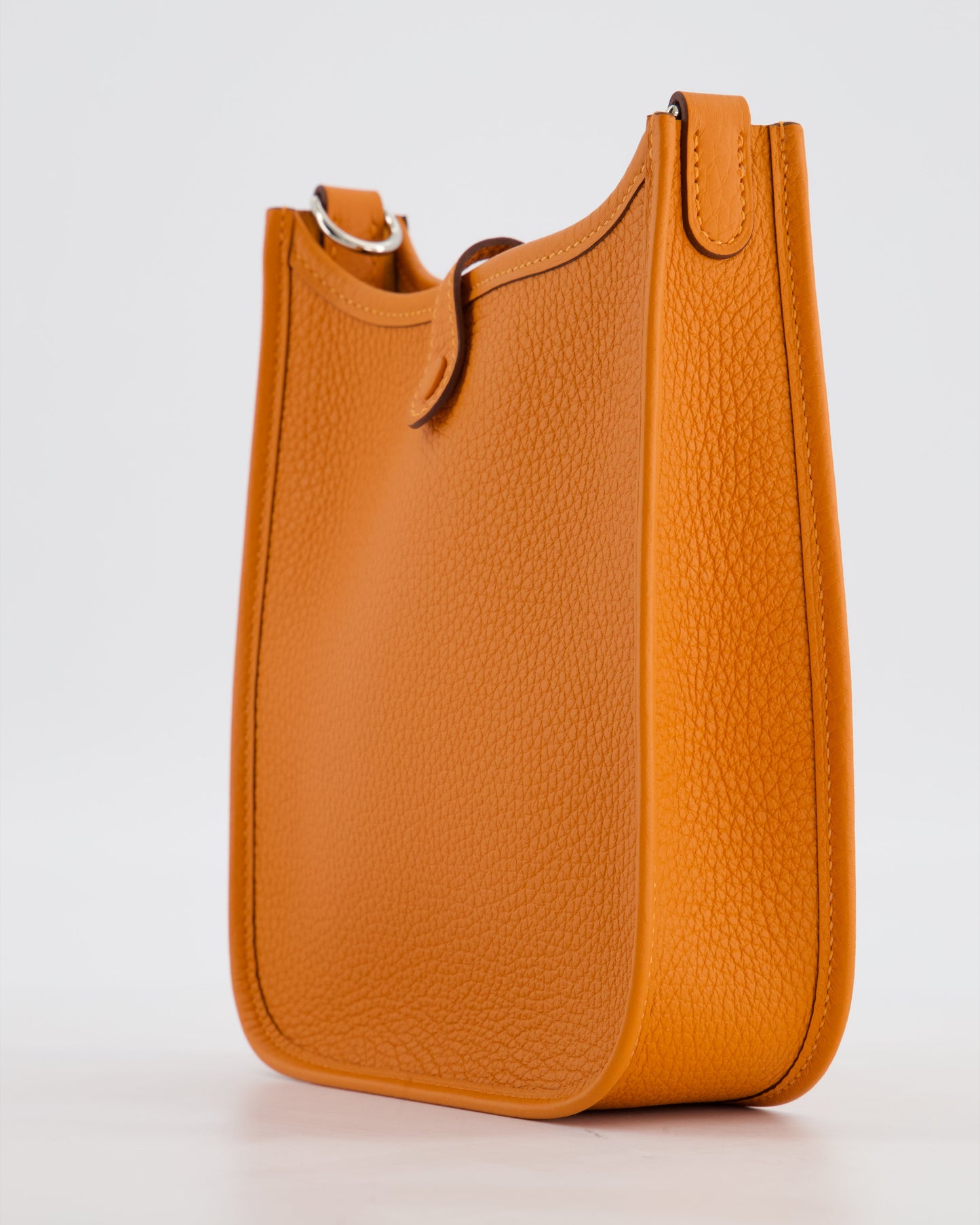 Hermes Mini Evelyne Bag in Orange Clemence Leather with Palladium Hardware