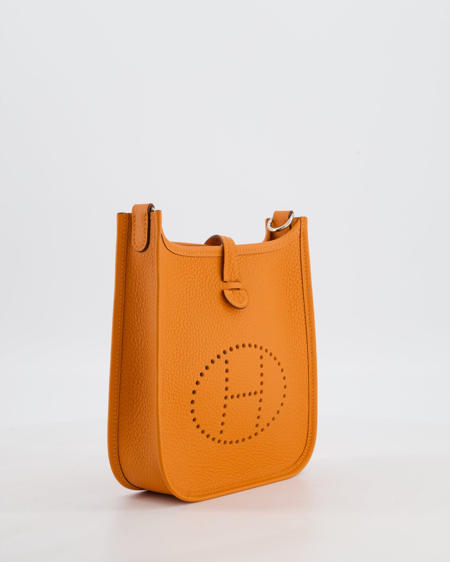Hermes Mini Evelyne Bag in Orange Clemence Leather with Palladium Hardware