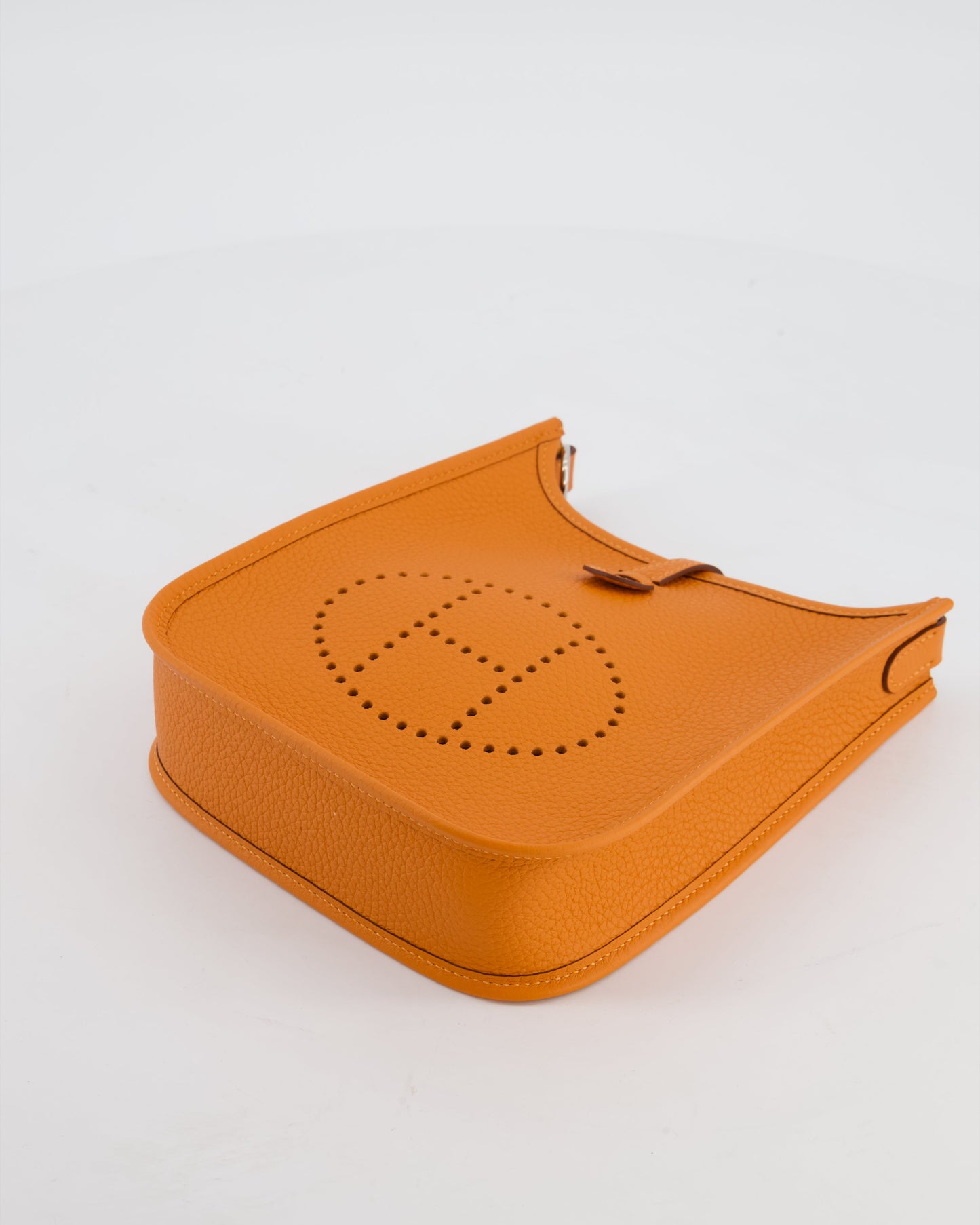 Hermes Mini Evelyne Bag in Orange Clemence Leather with Palladium Hardware