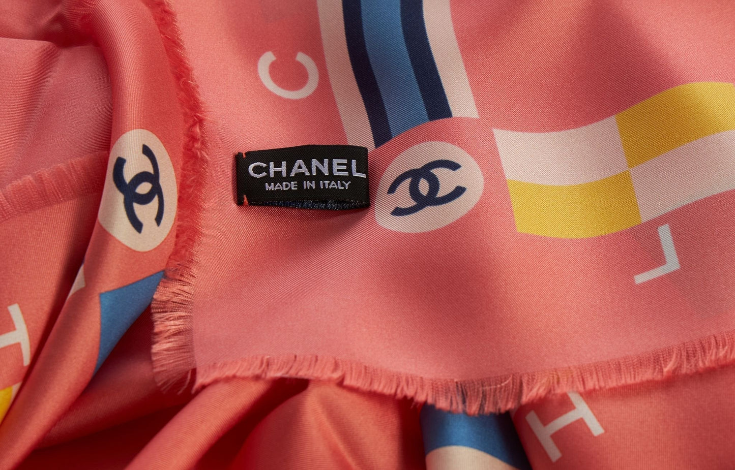 Chanel New La Pausa Coral Silk Shawl