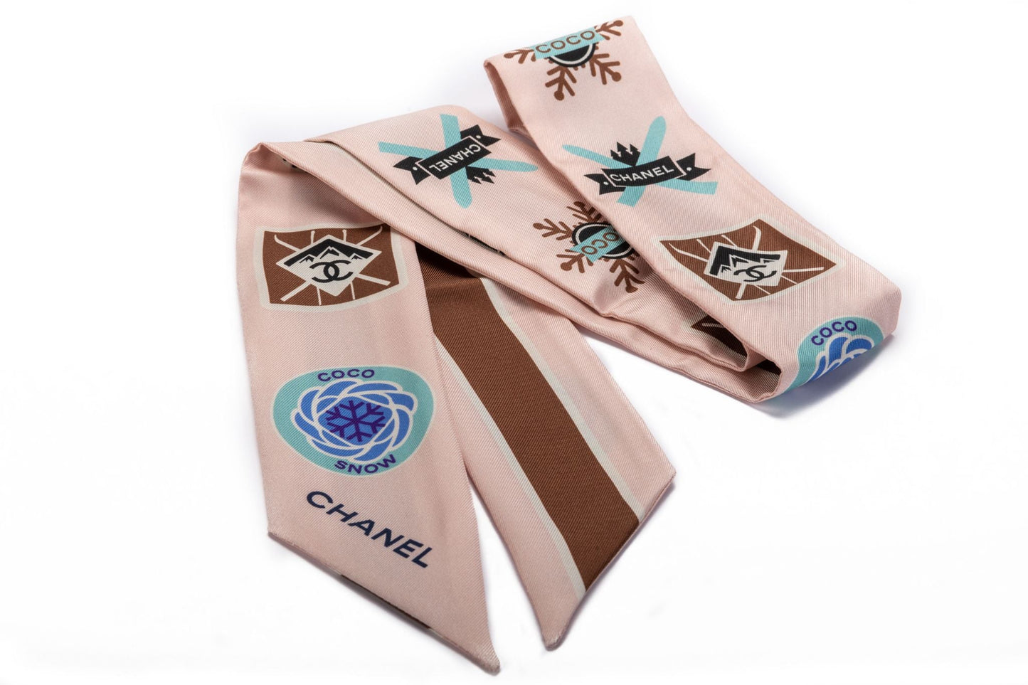 Chanel BN Coco Niege Pink  Silk Twilly