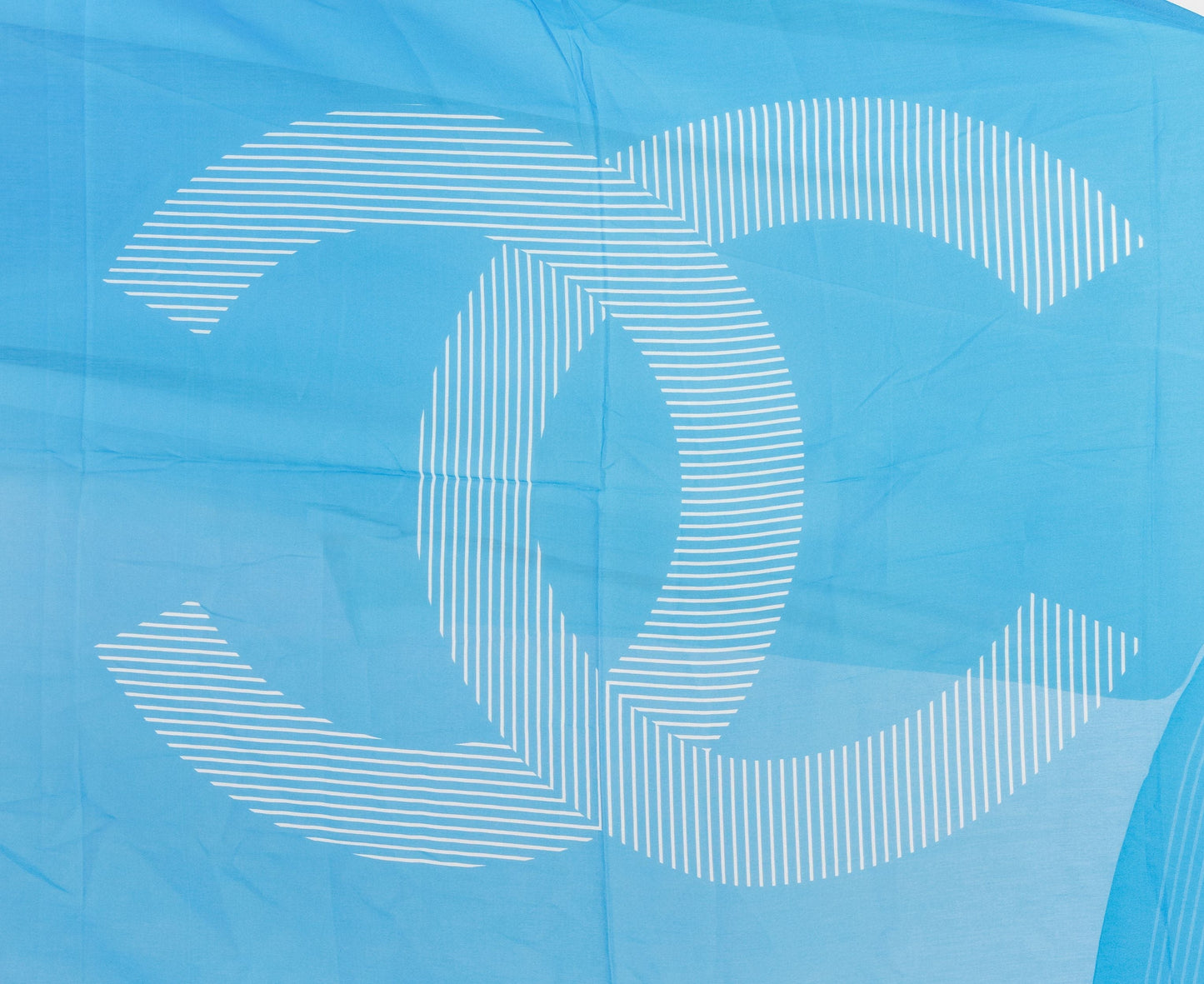 Chanel new turquoise white stripe shawl