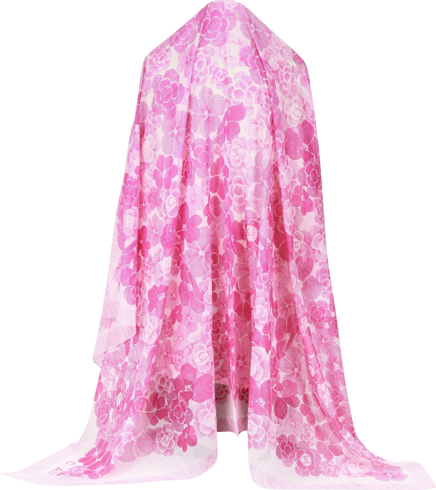 Chanel new XL fuchsia cotton silk shawl