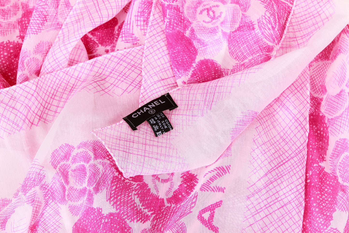 Chanel new XL fuchsia cotton silk shawl