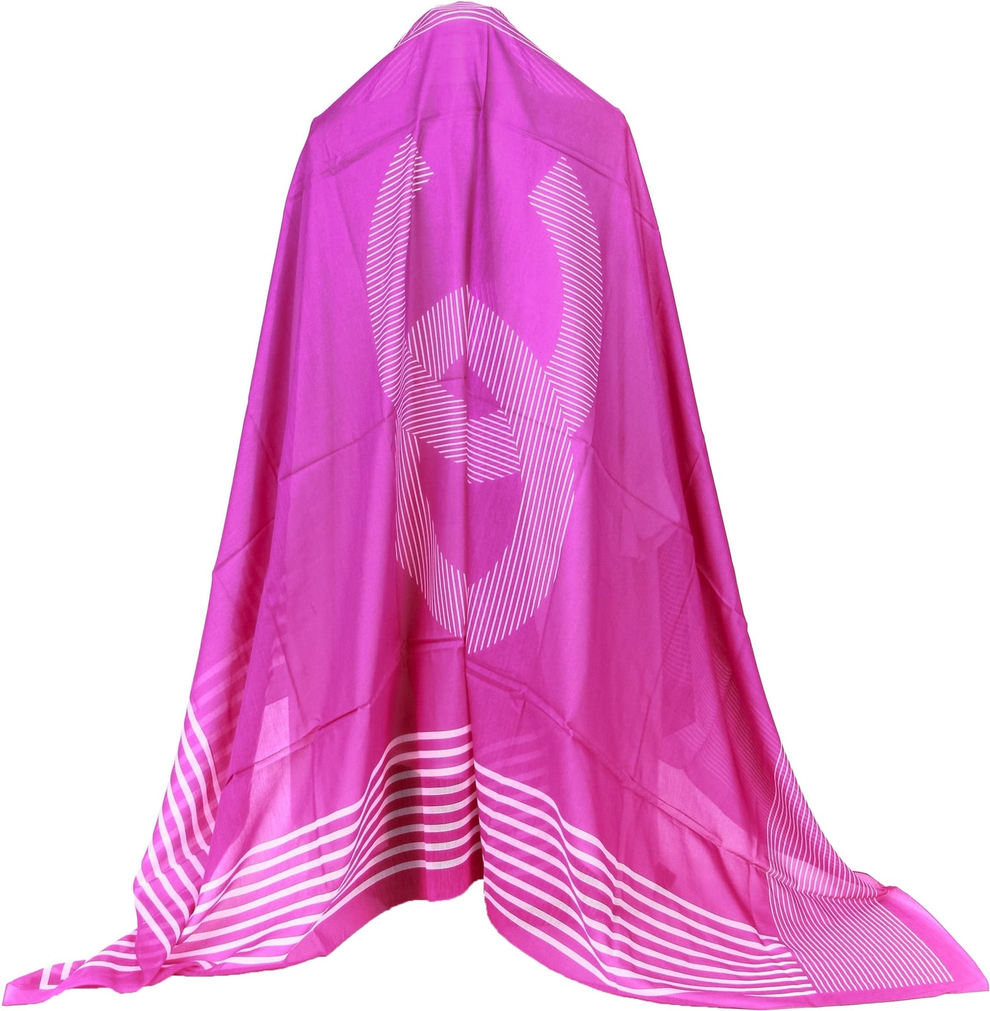 Chanel new fuchsia white stripe shawl
