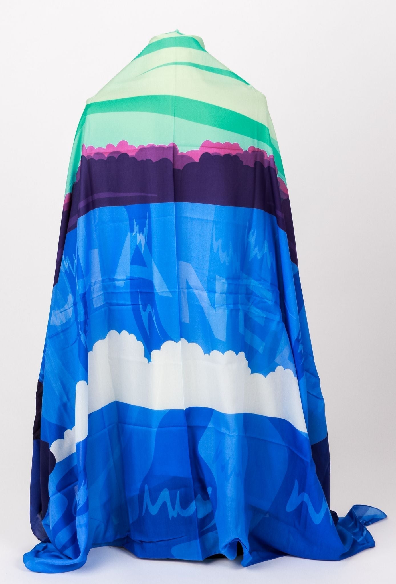 Chanel BN Blue Clouds Sarong With Pouch