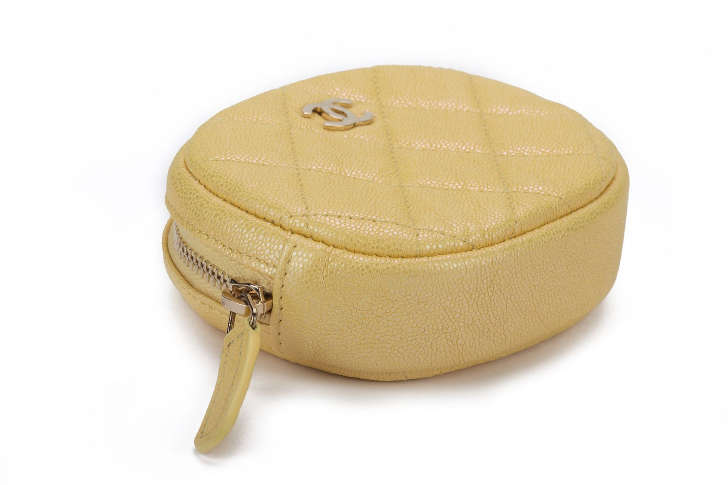 Chanel NIB Iridescent Yellow Coin Case