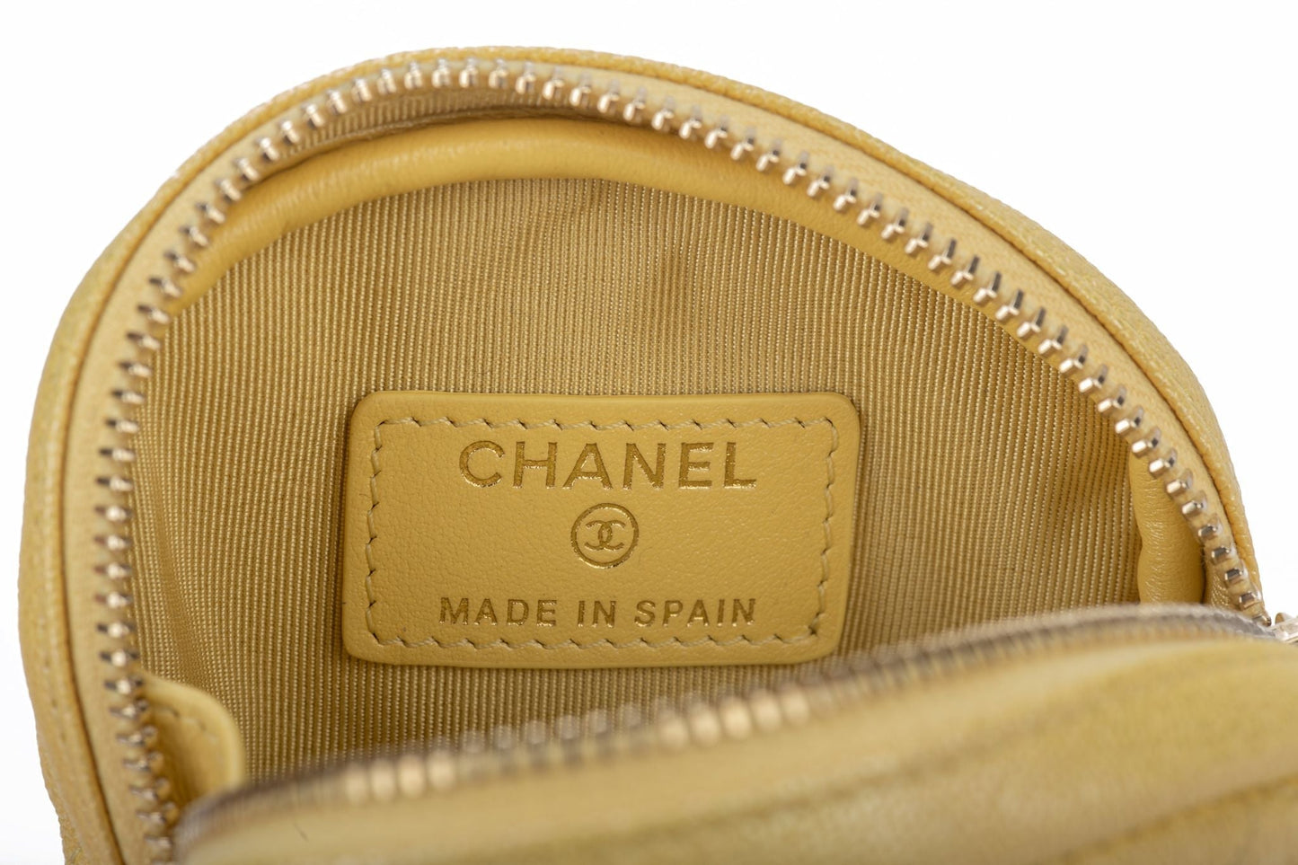 Chanel NIB Iridescent Yellow Coin Case
