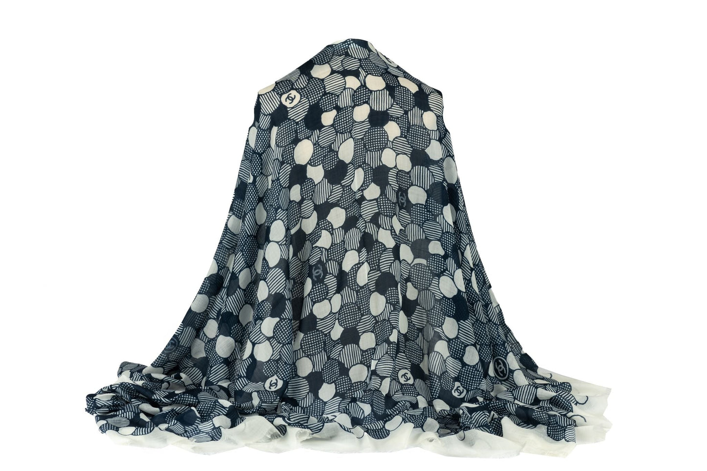 Chanel New Blue White Cashmere Shawl