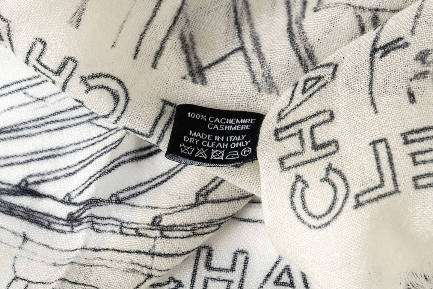 Chanel New White Roofs Cashmere Shawl