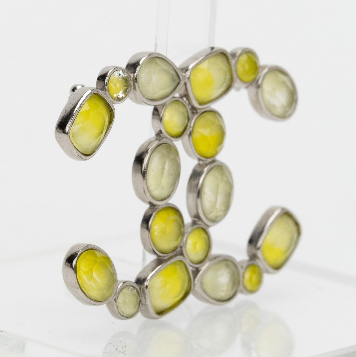 Chanel Yellow Gripoix Logo Pin